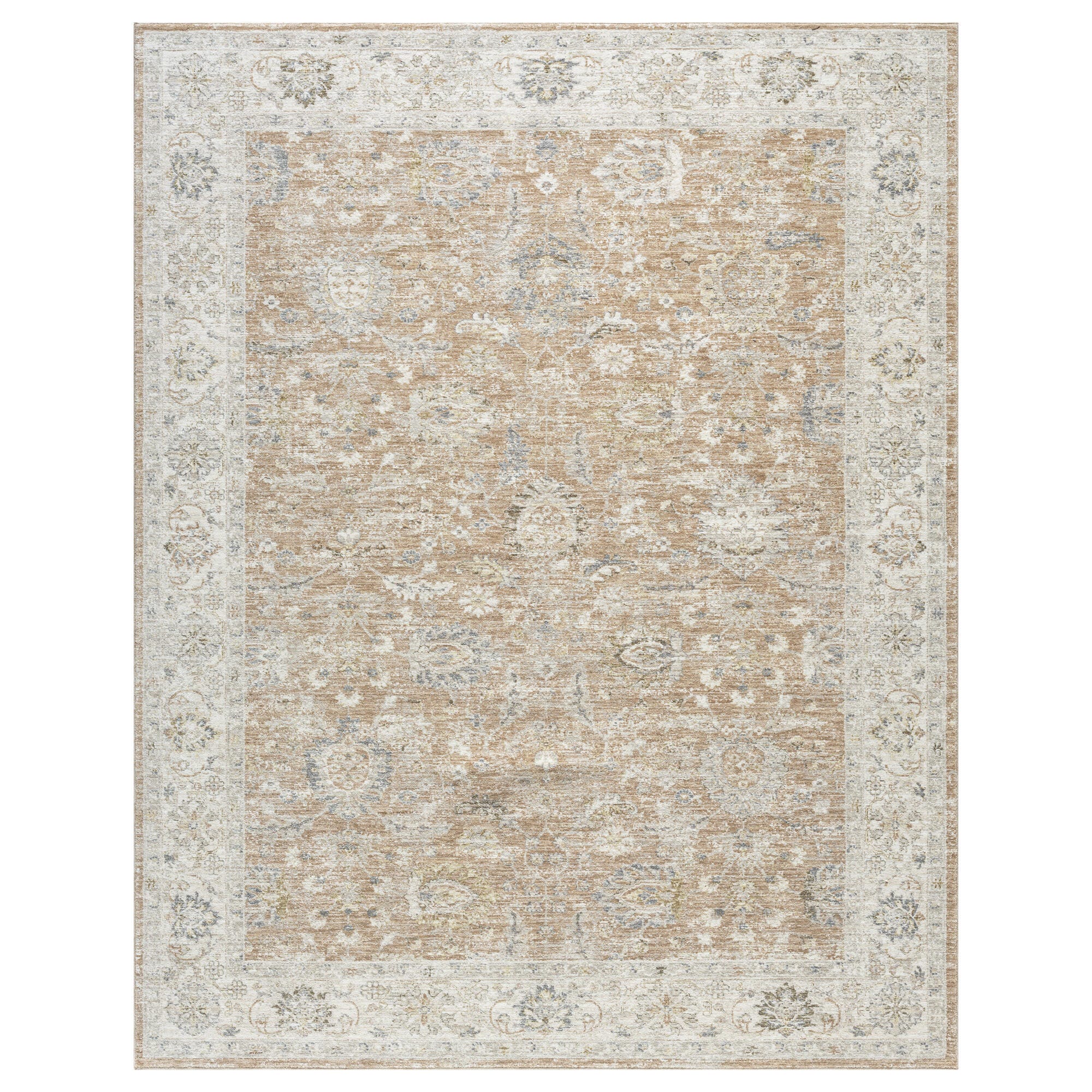 Suvii Home Serene Damask 9' x 12' Area Rug, Tan/Ivory, large
