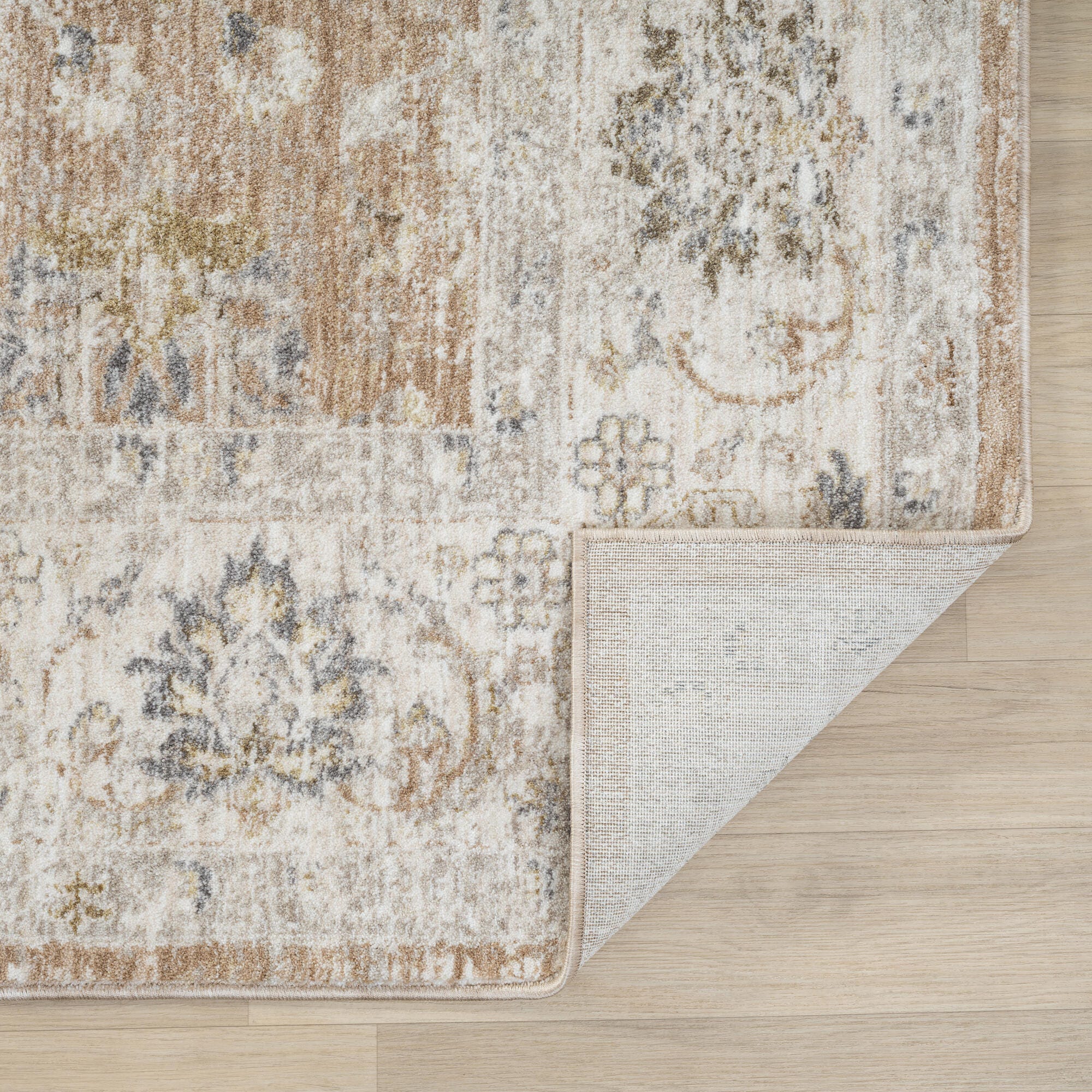 Suvii Home Serene Damask 9' x 12' Area Rug, Tan/Ivory, large