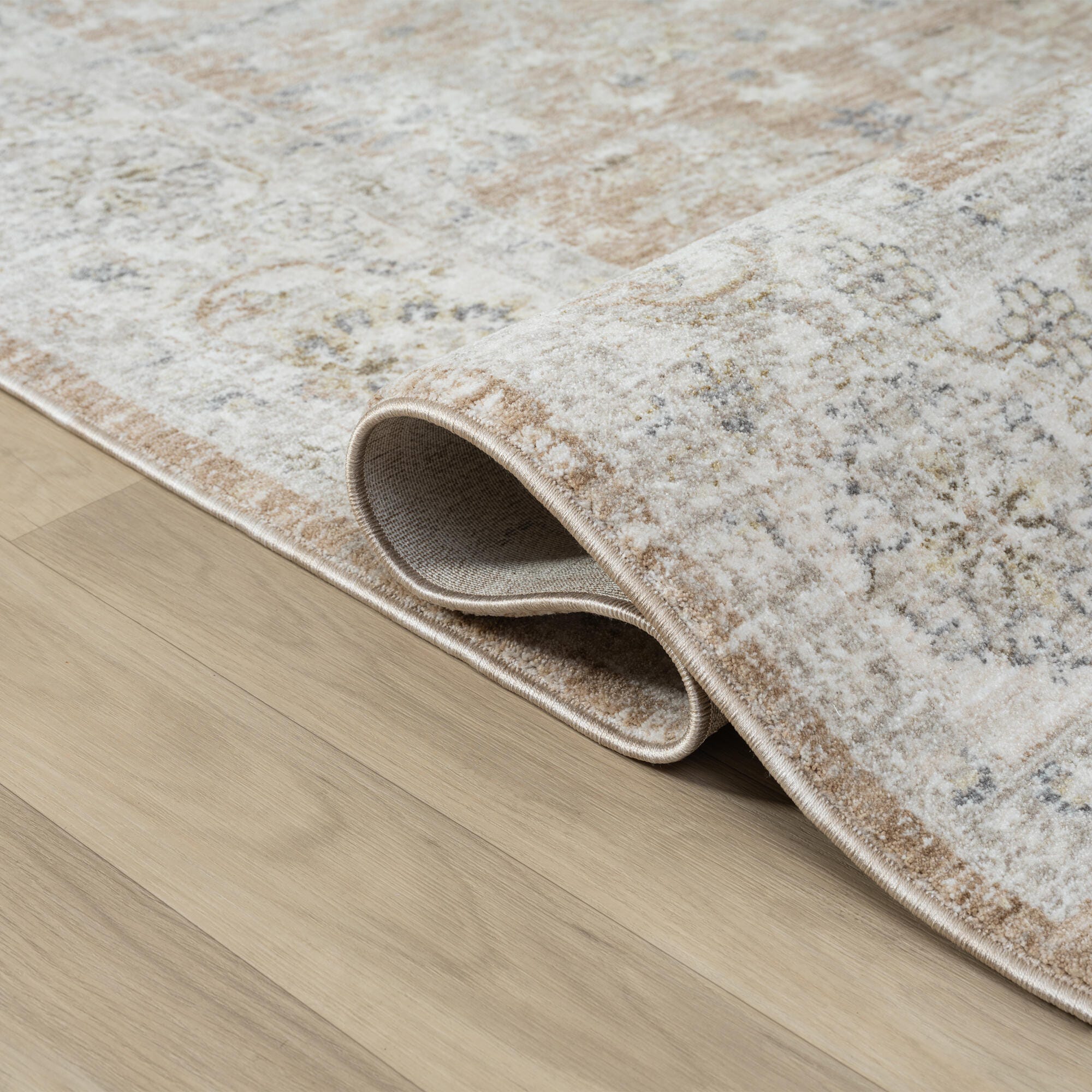 Suvii Home Serene Damask 9' x 12' Area Rug, Tan/Ivory, large