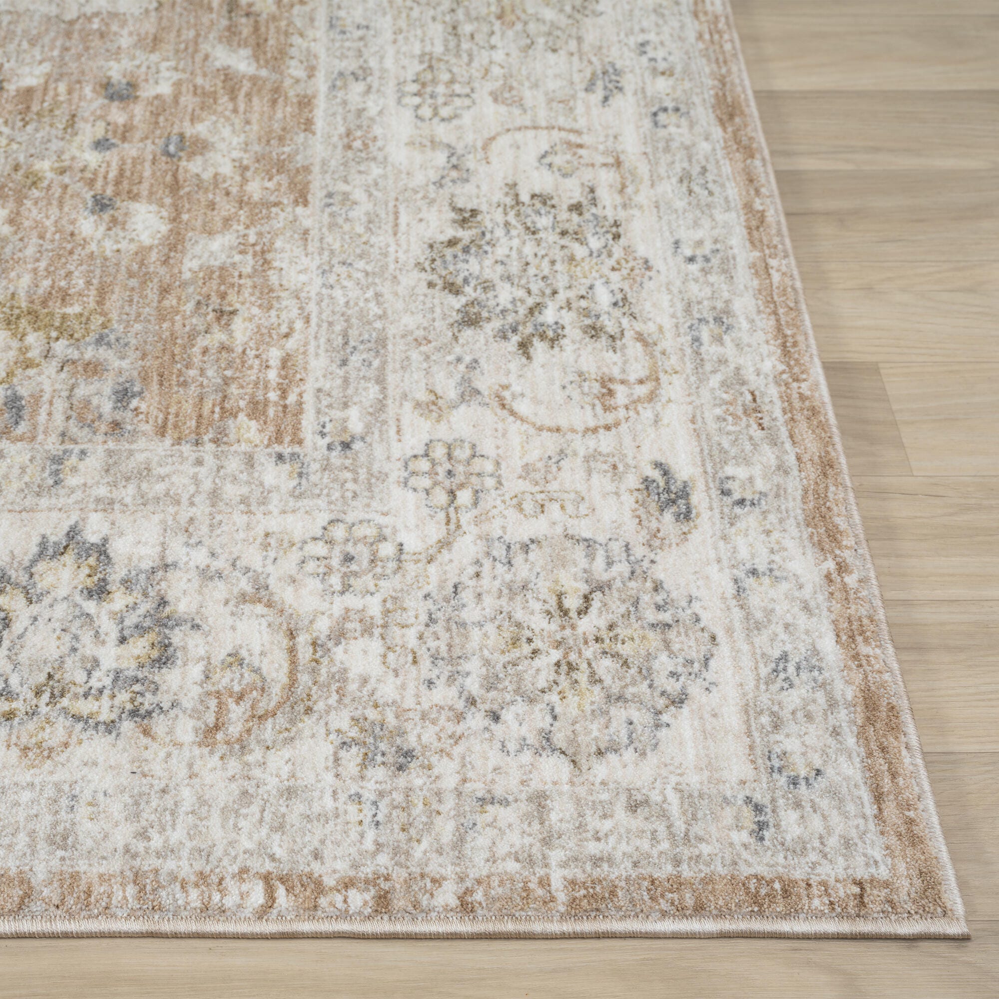Suvii Home Serene Damask 9' x 12' Area Rug, Tan/Ivory, large