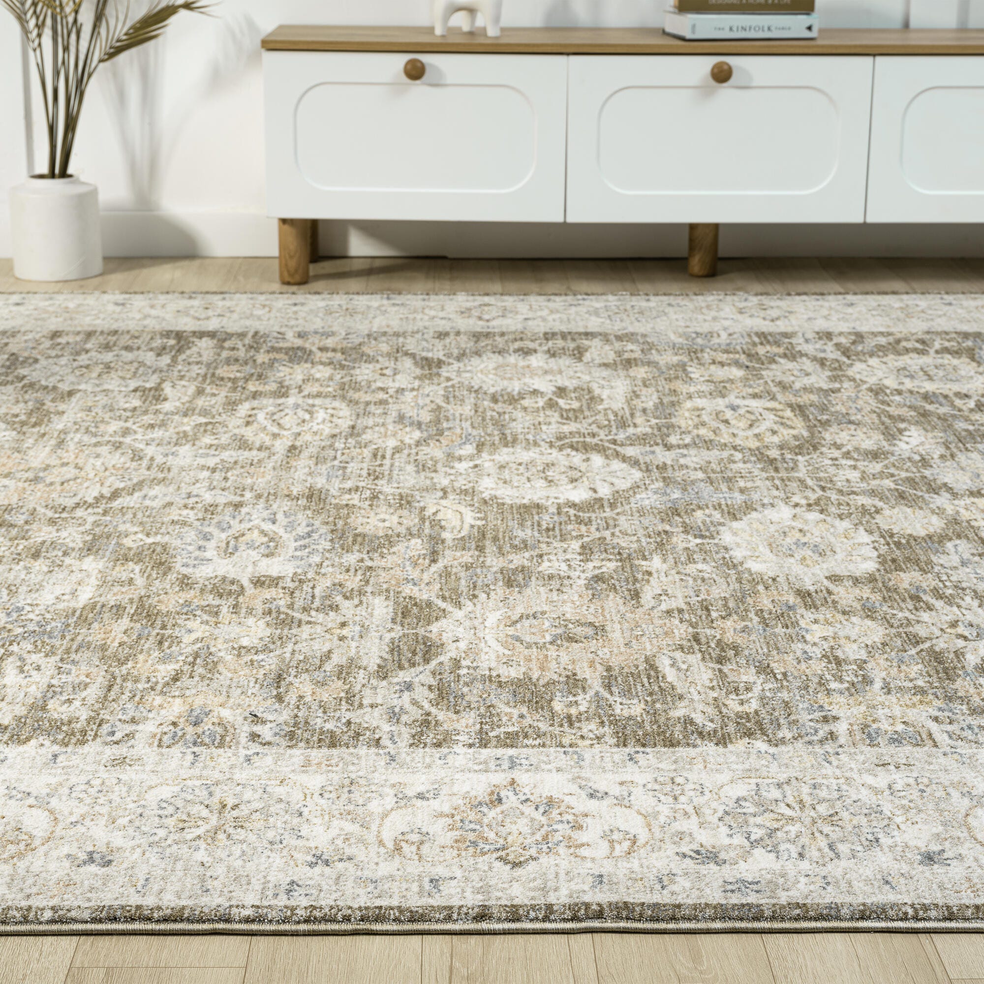 Suvii Home Serene Damask 9' x 12' Area Rug, Green/Ivory, rollover