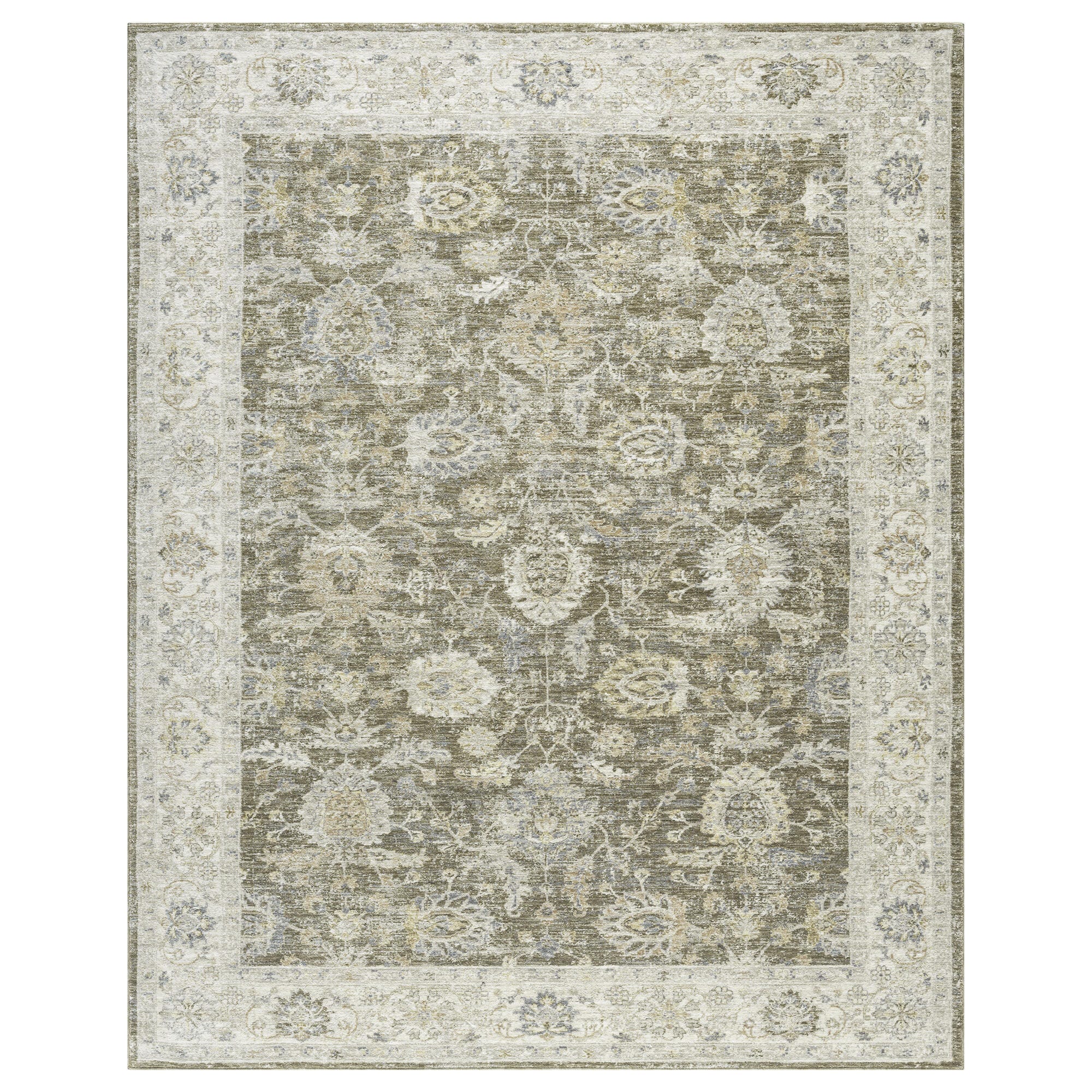 Suvii Home Serene Damask 9' x 12' Area Rug, Green/Ivory, large