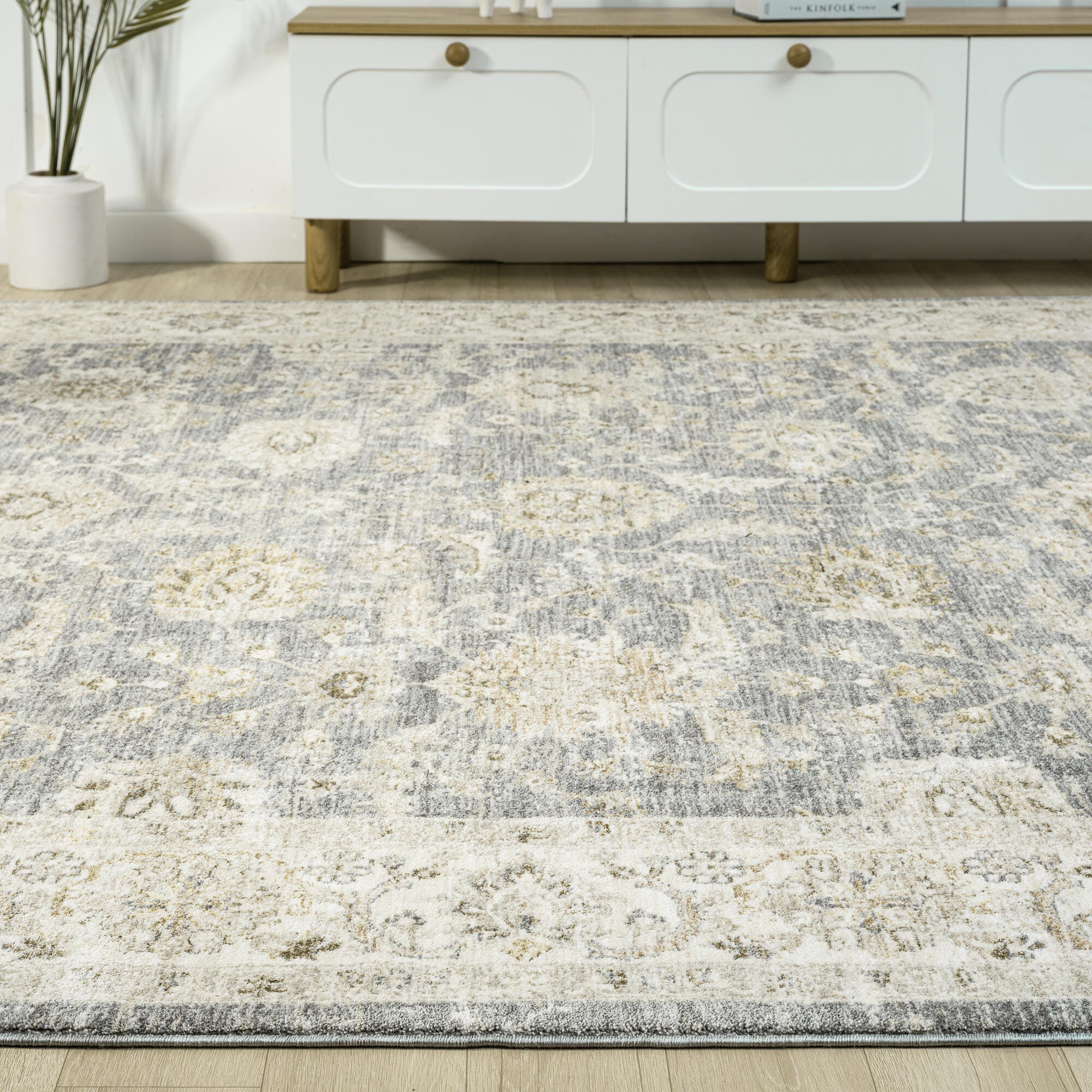 Suvii Home Serene Damask 9' x 12' Area Rug, Blue/Ivory, rollover