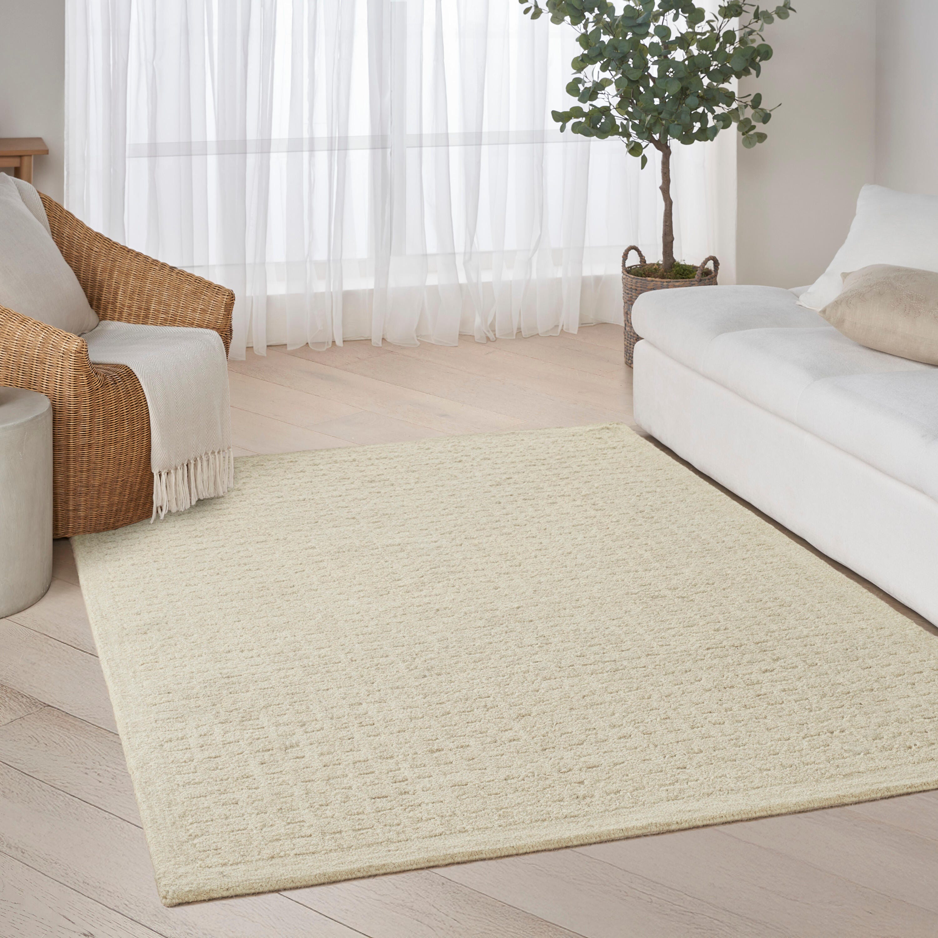 DKNY 5'3" x 7'3" Area Rug, Beige, rollover