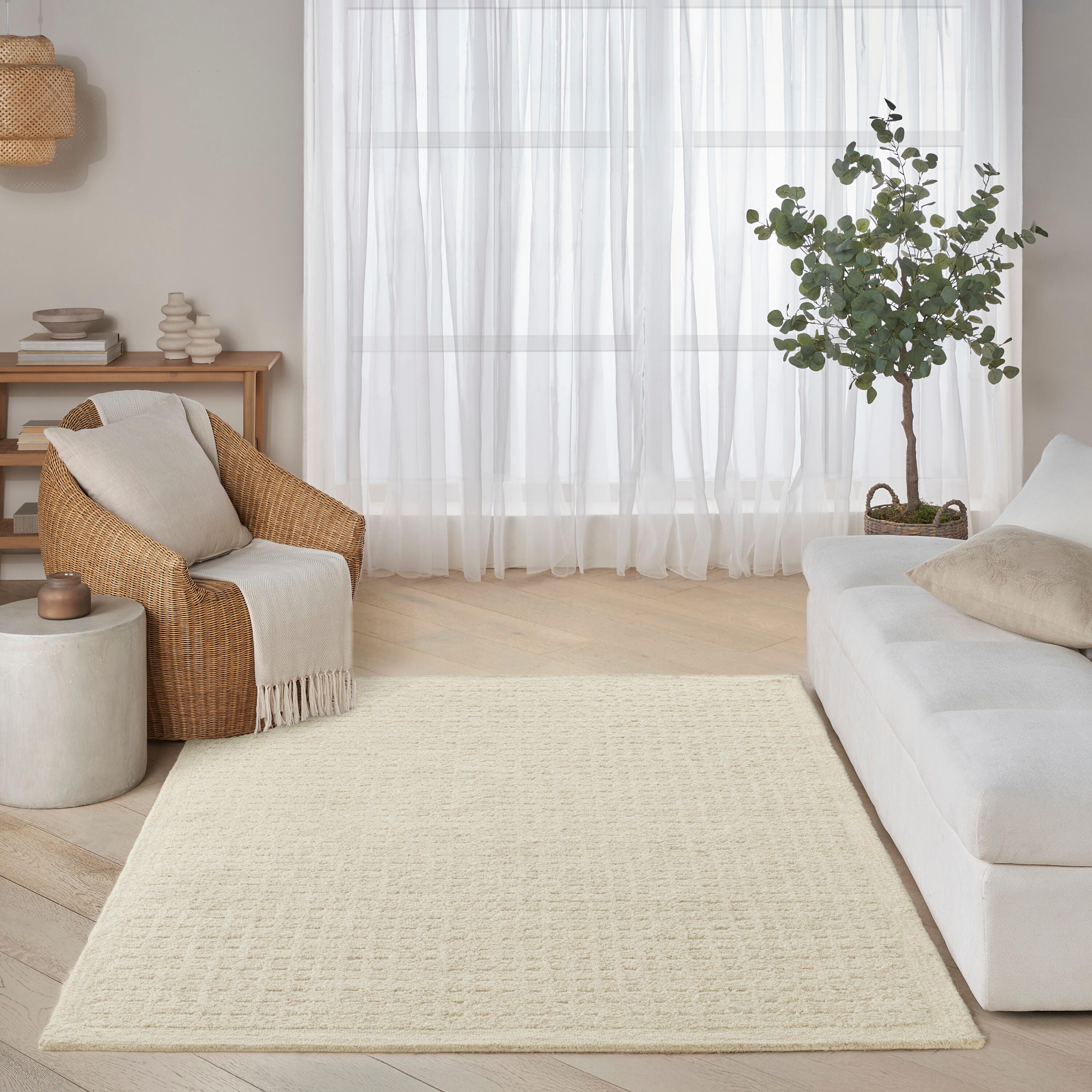DKNY 5'3" x 7'3" Area Rug, Beige, large
