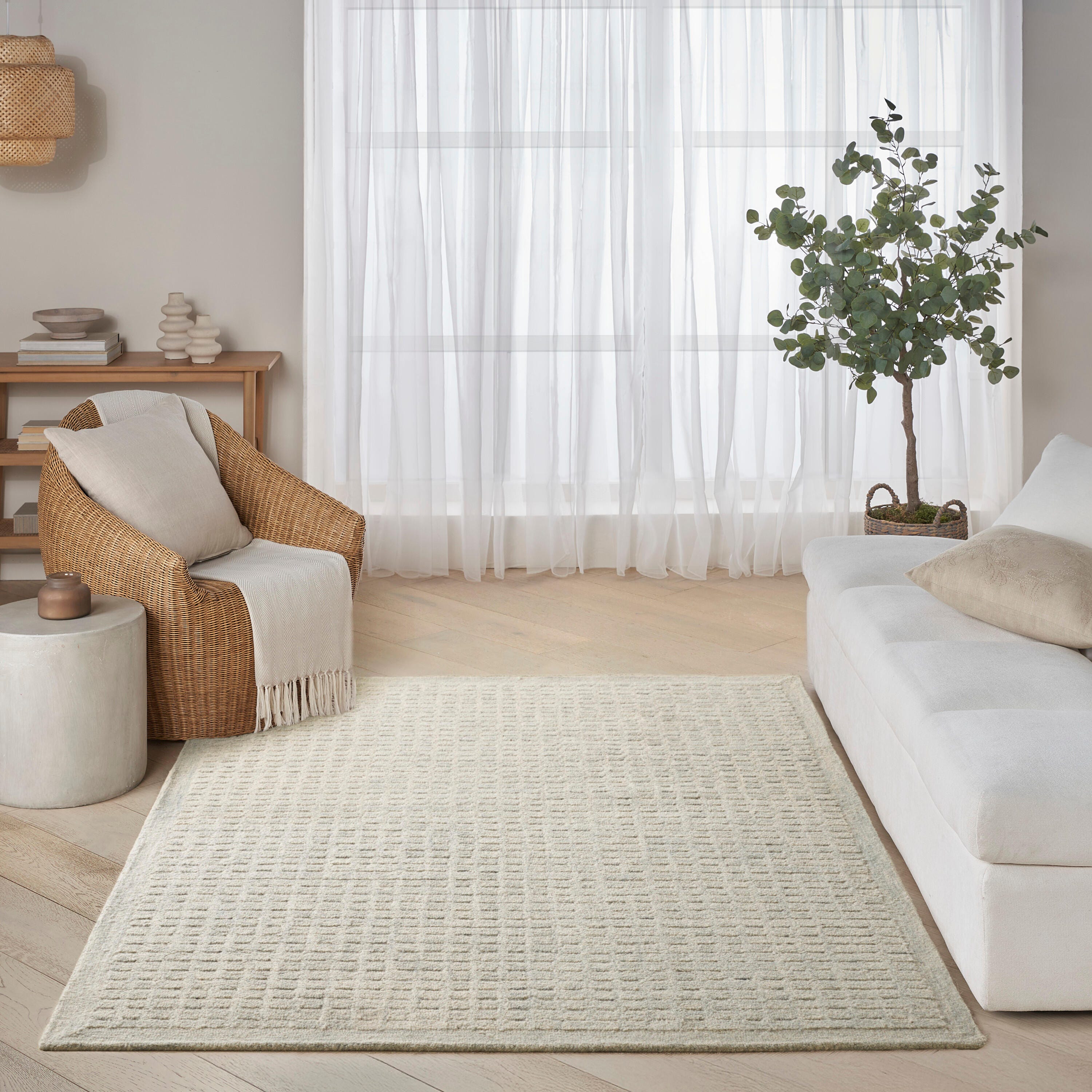 DKNY 5'3" x 7'3" Area Rug, Light Blue, large
