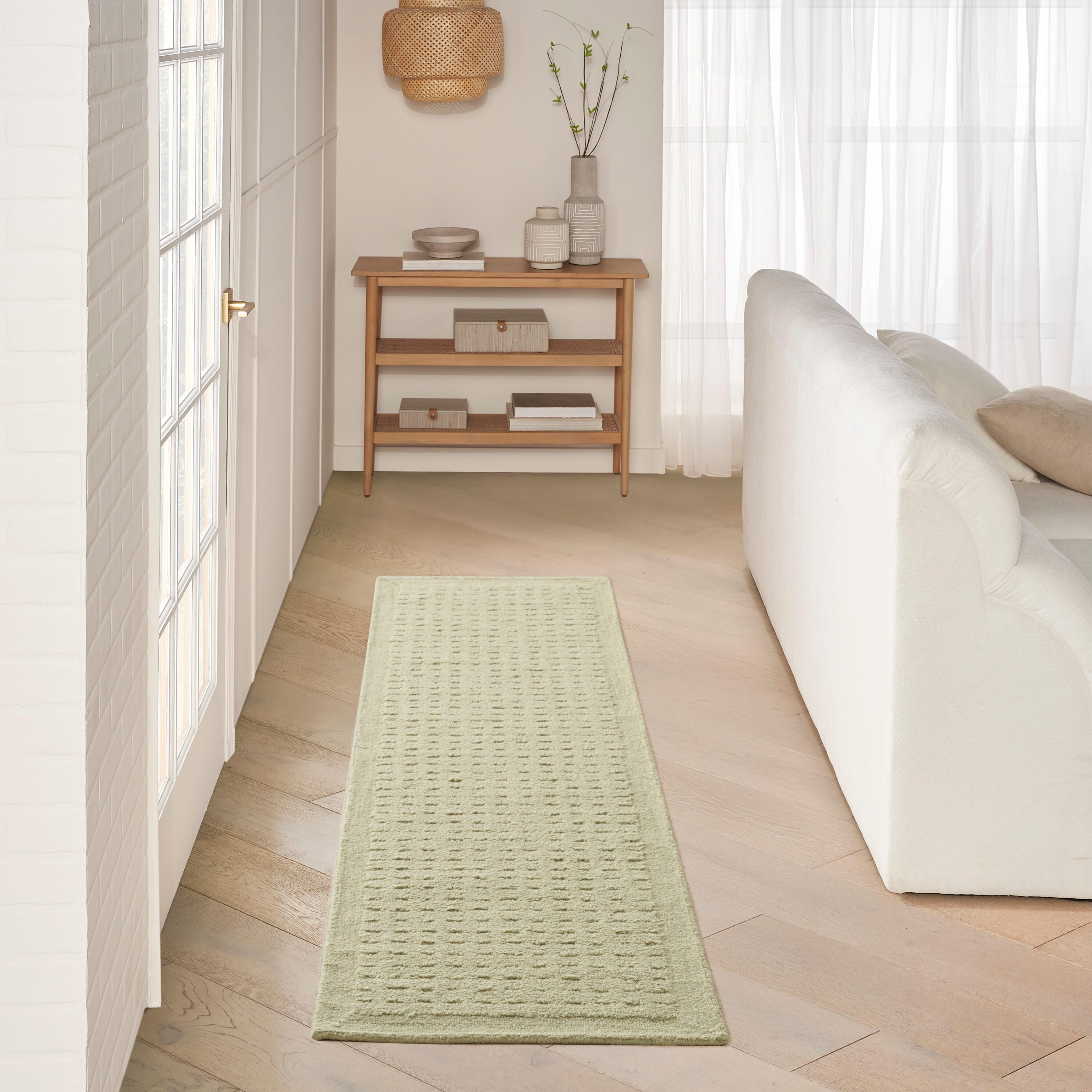 DKNY 2'3" x 7'6" Runner Rug, Light Green, rollover