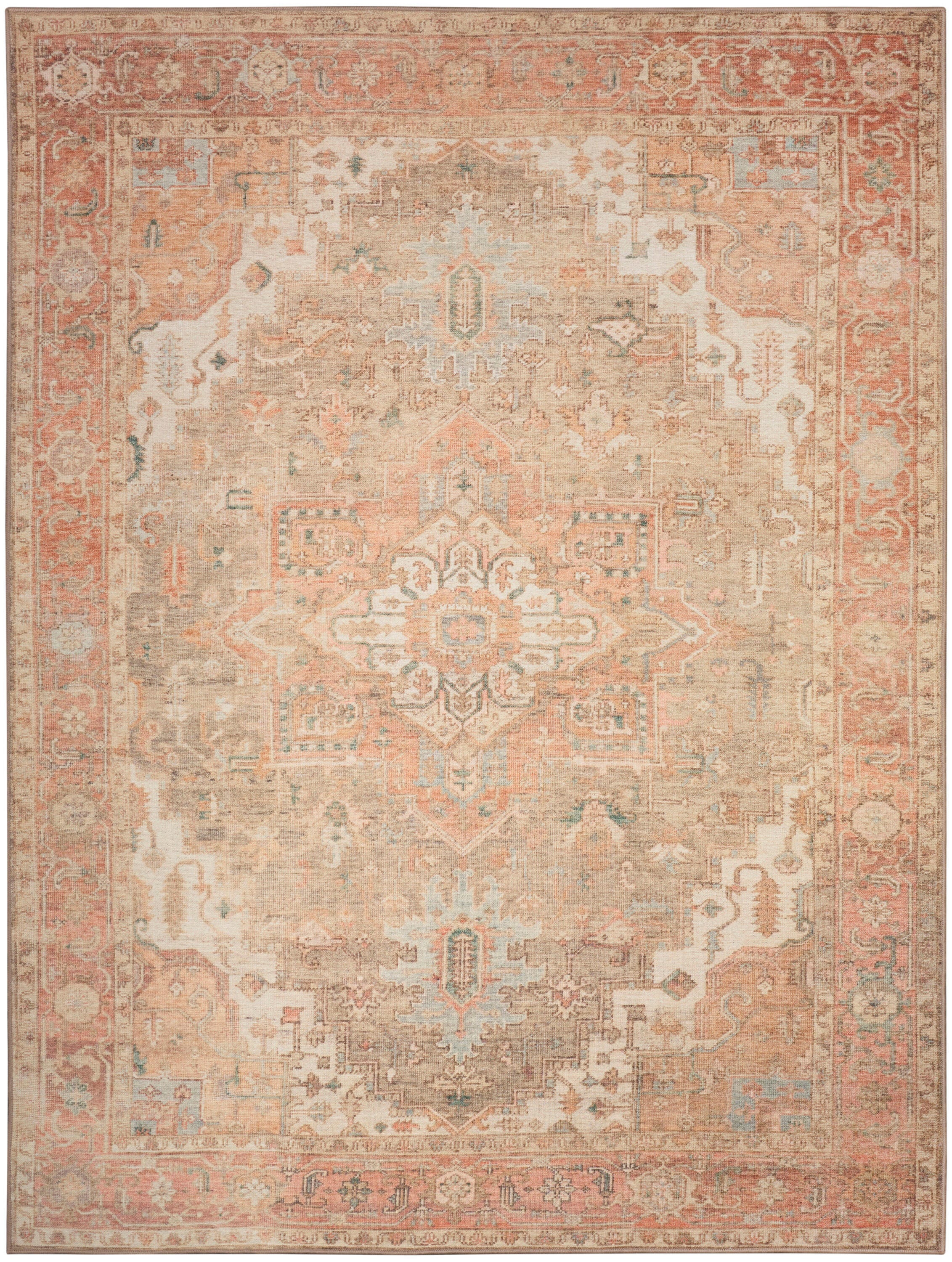 Nourison Home Vintage Washables Distressed 9'10" x 13'2" Area Rug, Coral/Taupe, large