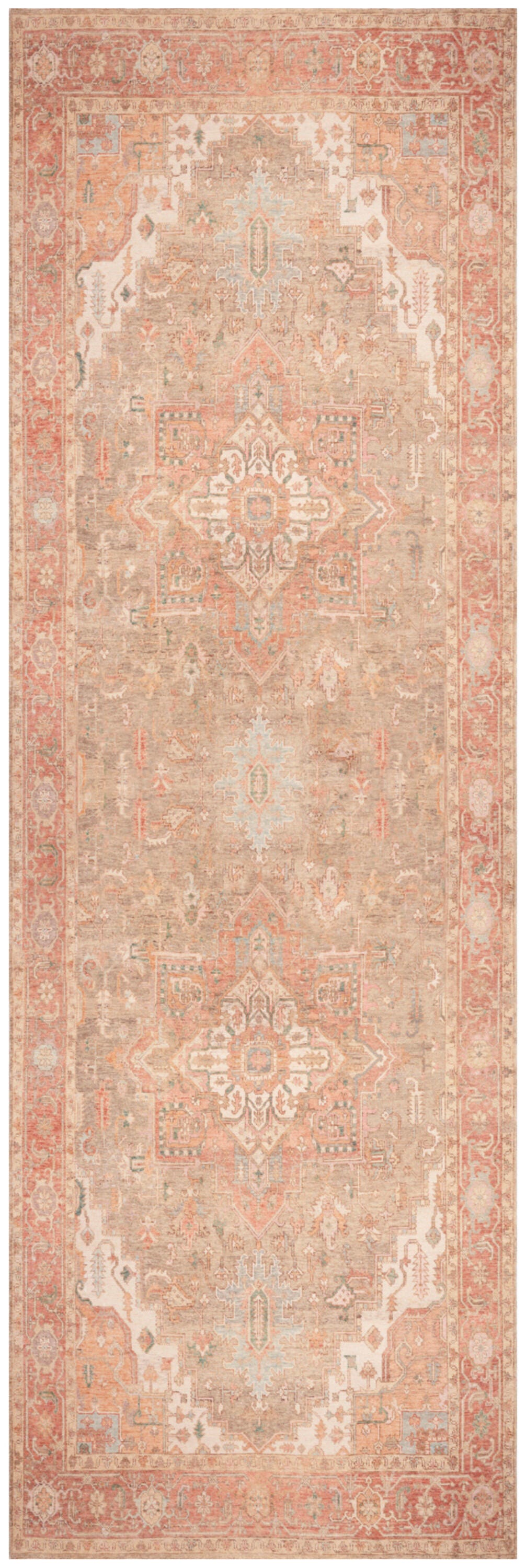 Nourison Home Vintage Washables Distressed 2' x 6' Runner Rug, Coral/Taupe, large