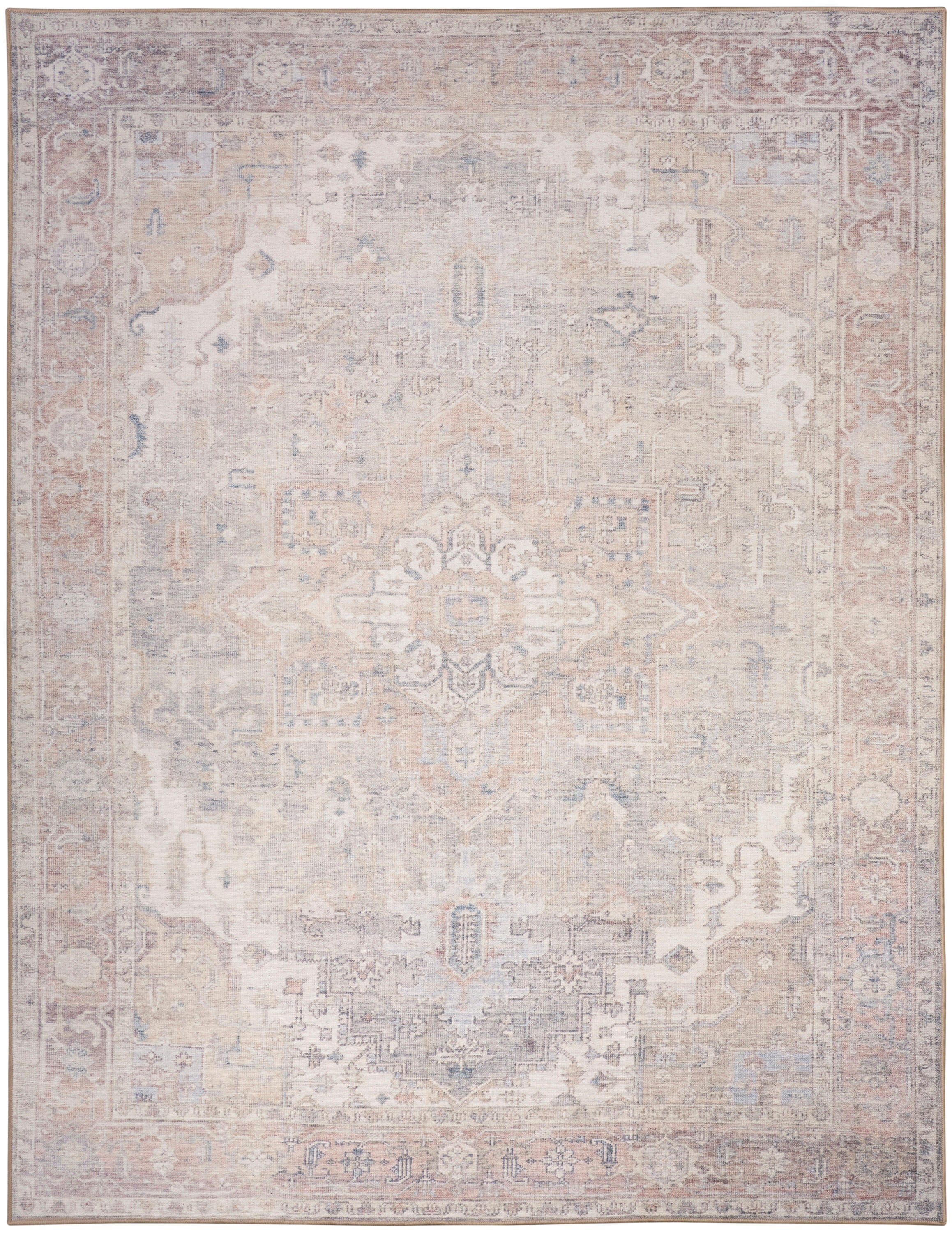 Nourison Home Vintage Washables Distressed 9'10" x 13'2" Area Rug, Light Blue, large