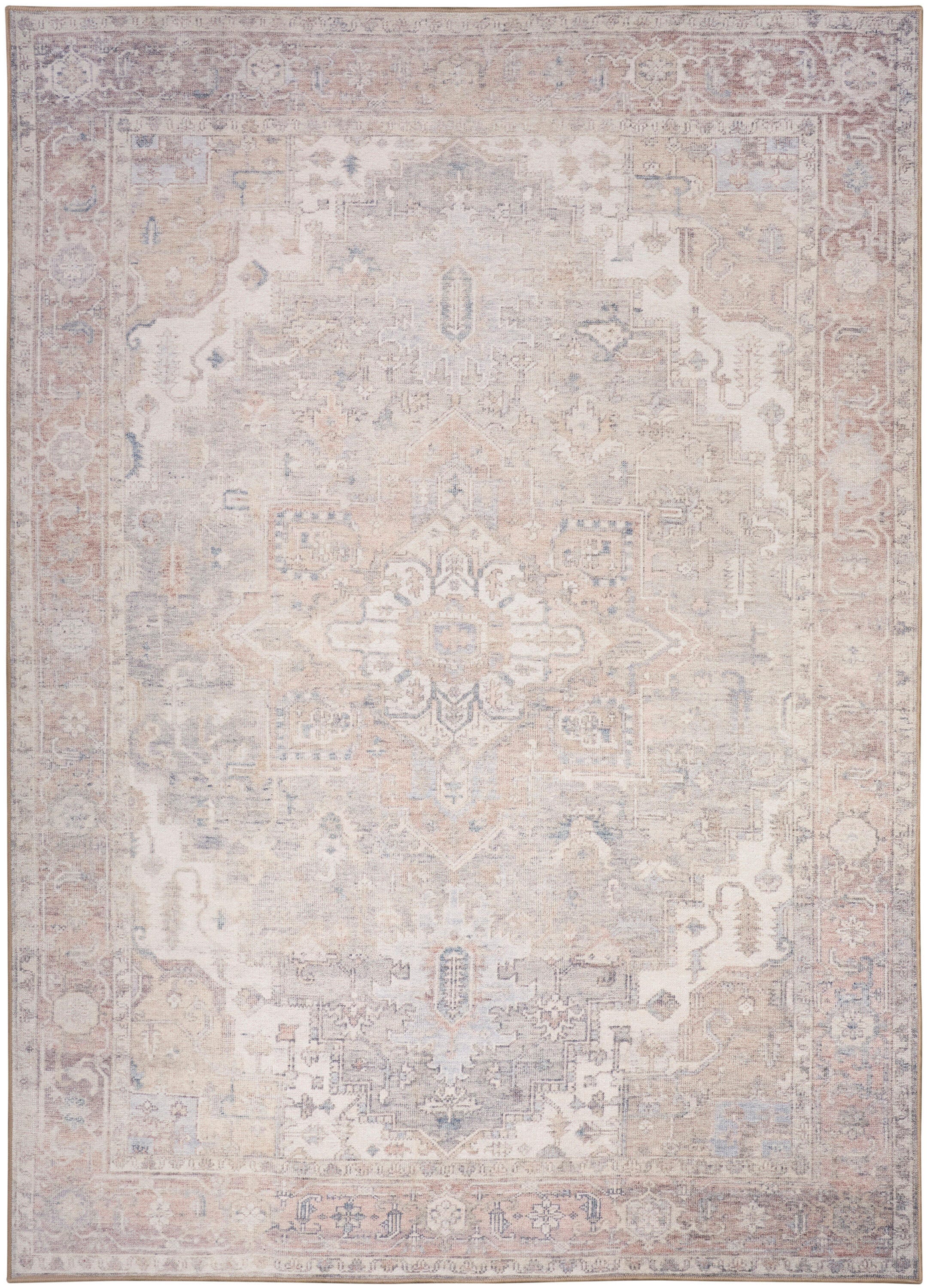 Nourison Home Vintage Washables Distressed 5'3" x 7'3" Area Rug, Light Blue, large