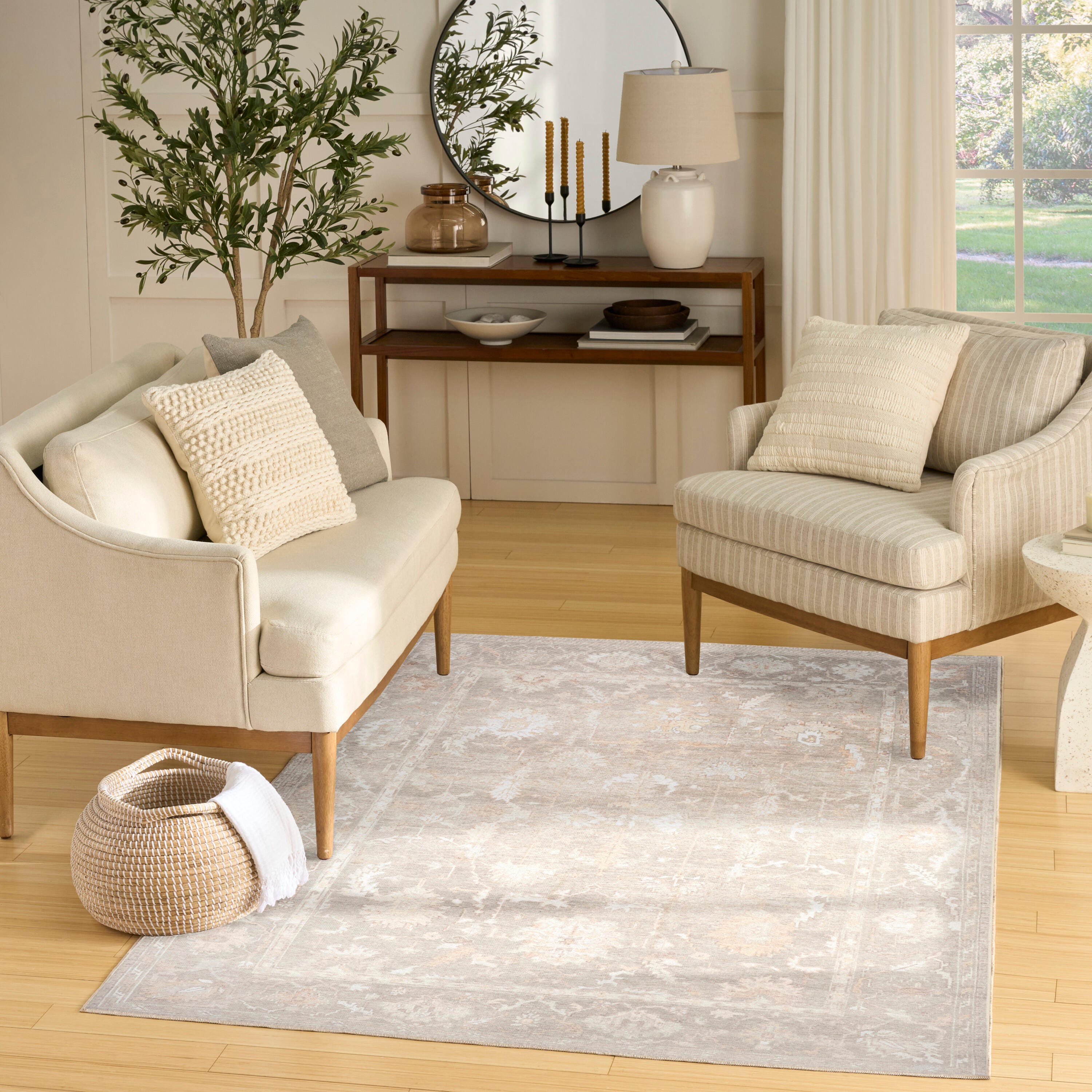 Nourison Home Vintage Washables Flatweave 4' x 6' Accent Rug, Gray, rollover