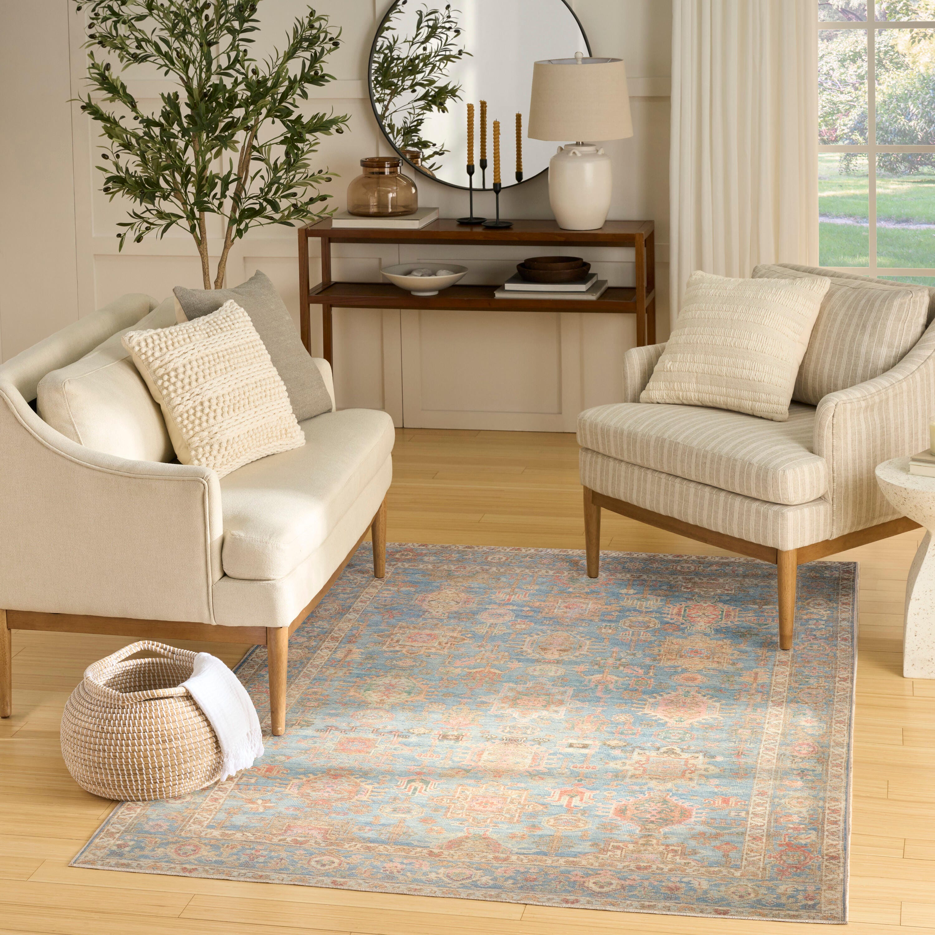 Nourison Home Vintage Washables Medallion 4' x 6' Accent Rug, Navy/Multi