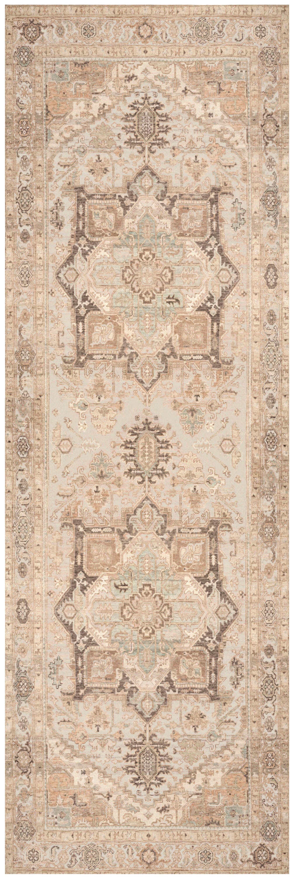 Nourison Home Vintage Washables Classic 2' x 6' Runner Rug, Coral/Mint, large