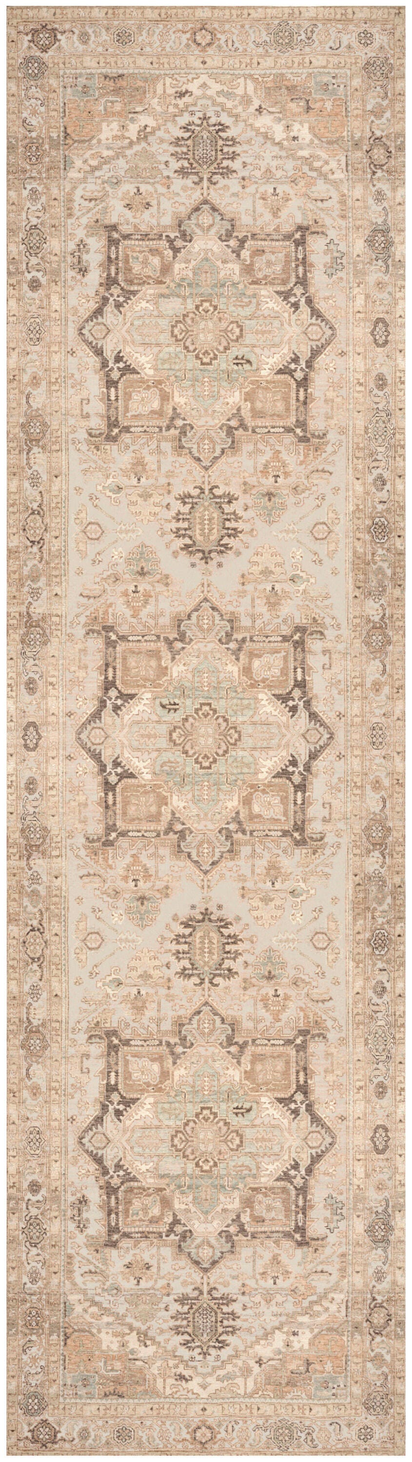Nourison Home Vintage Washables Classic 2'2" x 8' Runner Rug, Coral/Mint, large