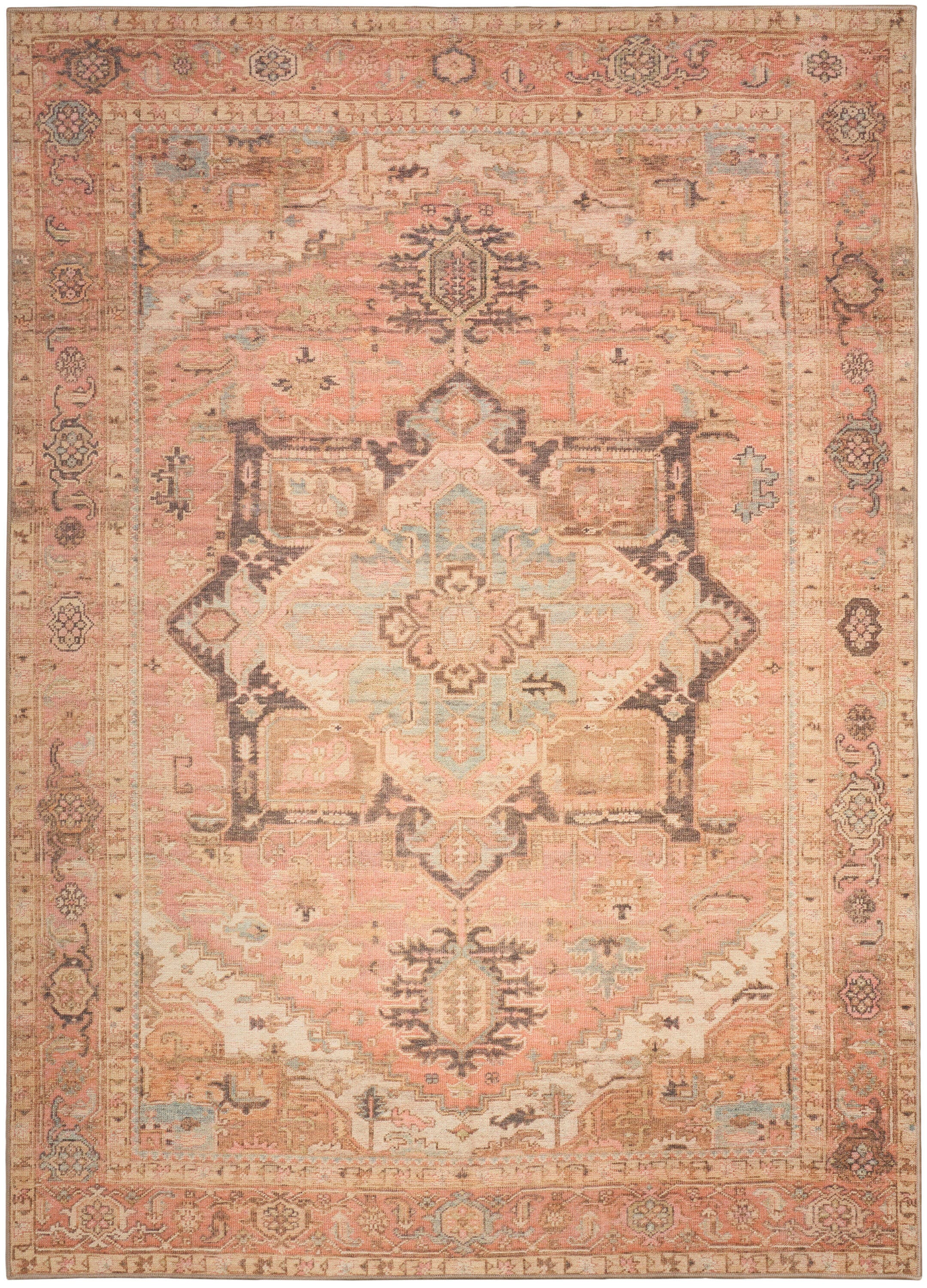 Nourison Home Vintage Washables Classic 5'3" x 7'3" Area Rug, Coral/Multi, large