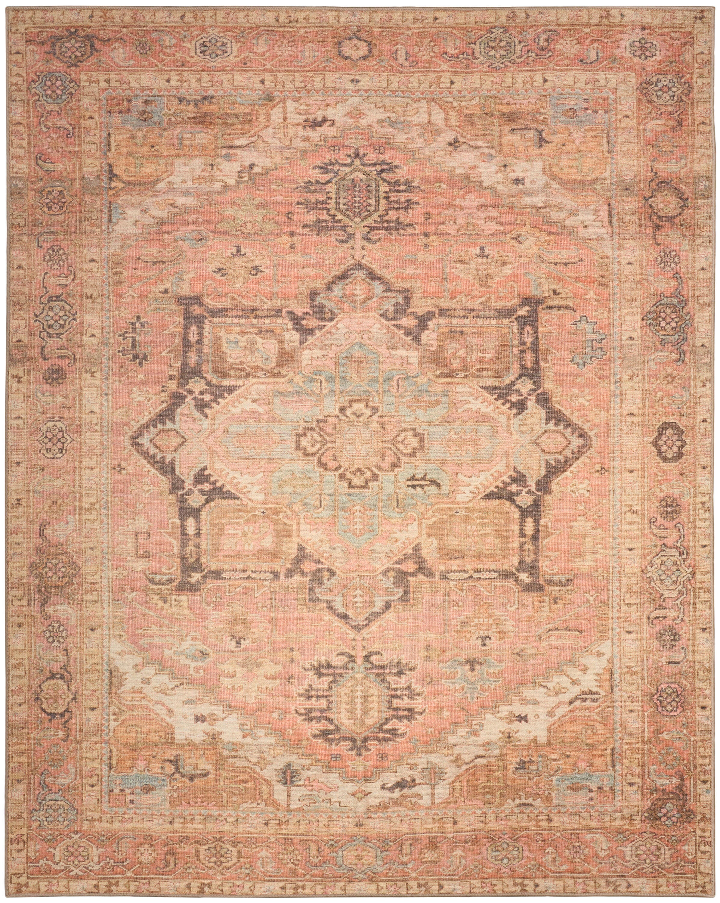 Nourison Home Vintage Washables Classic 9'10" x 13'2" Area Rug, Coral/Multi, large