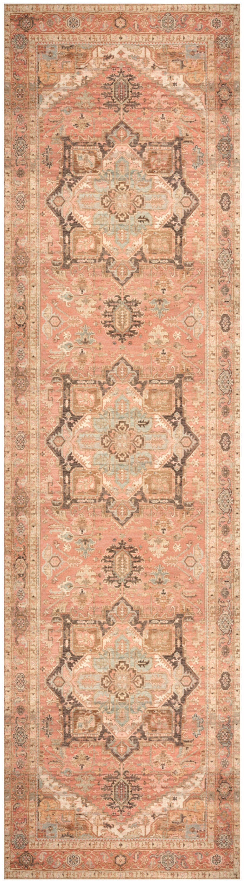 Nourison Home Vintage Washables Classic 2'2" x 8' Runner Rug, Coral/Multi, large