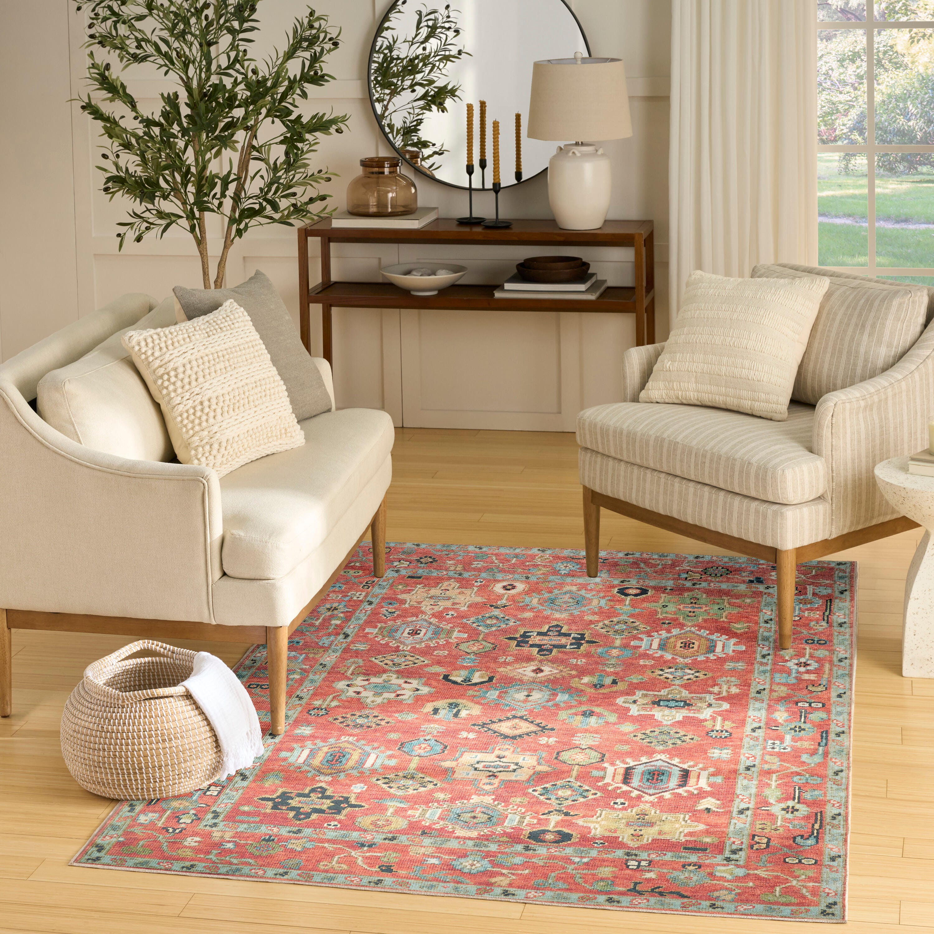 Nourison Home Vintage Washables 5'3" x 7'3" Area Rug, Rust/Multi, rollover