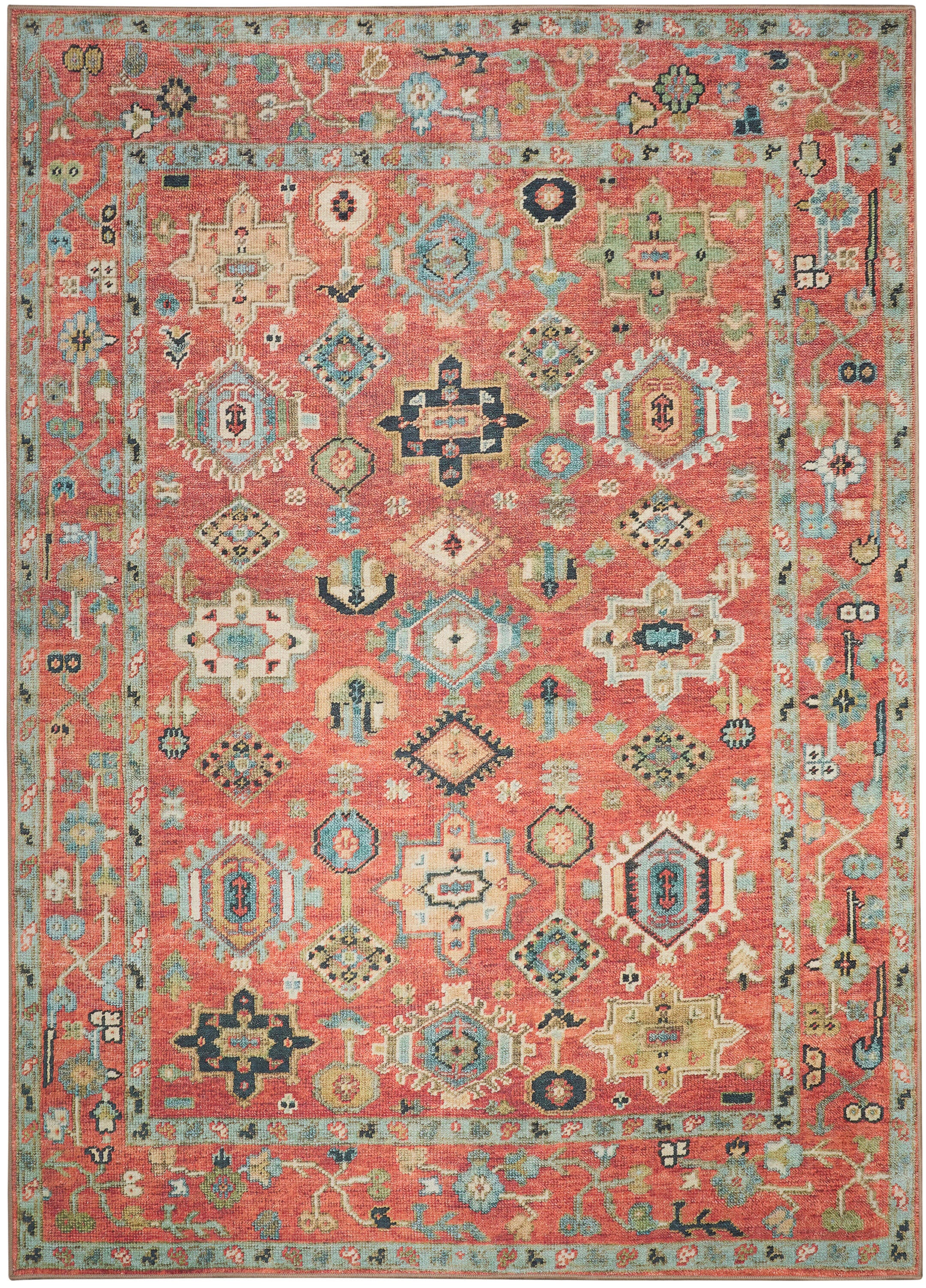 Nourison Home Vintage Washables 5'3" x 7'3" Area Rug, Rust/Multi, large