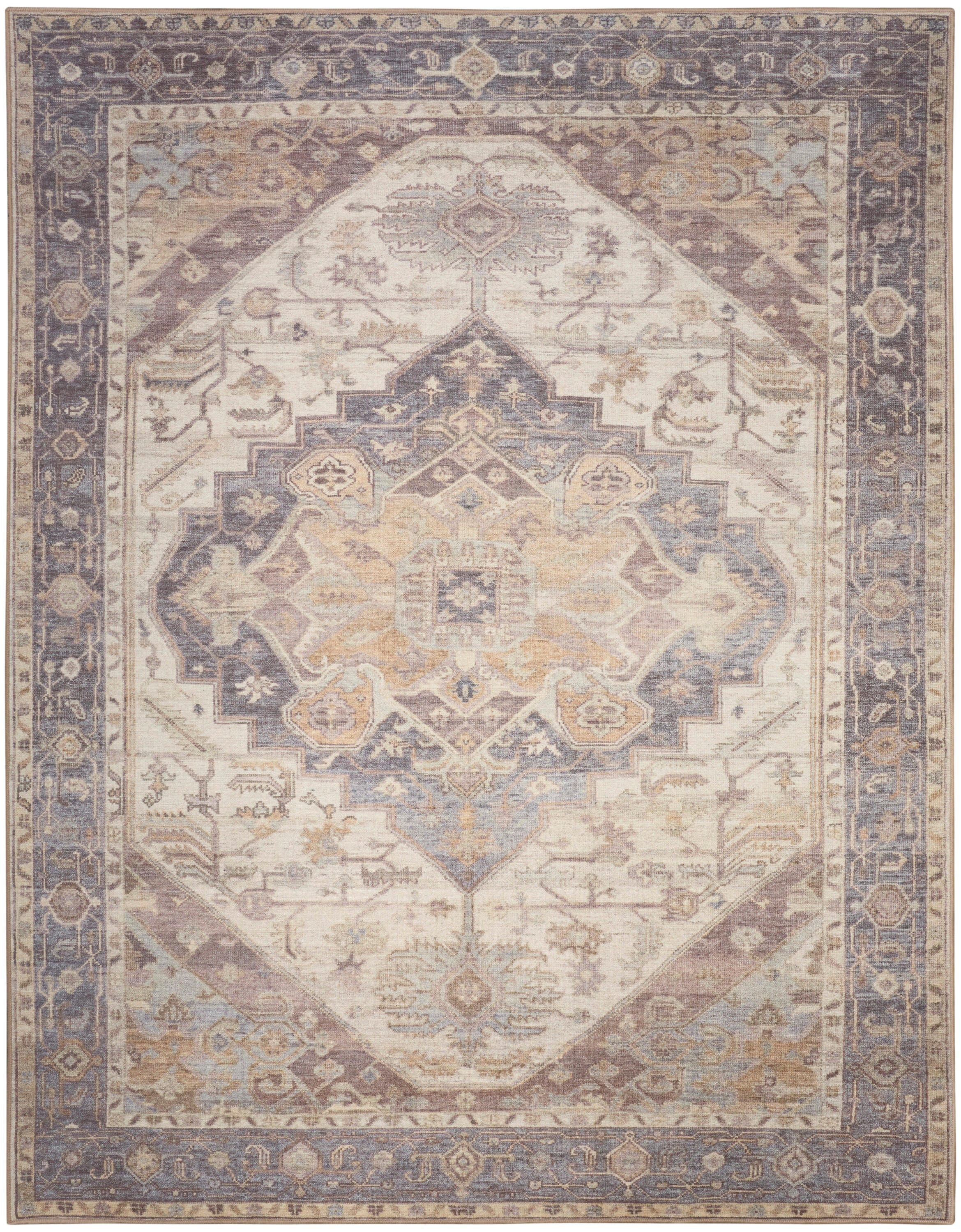 Nourison Home Vintage Washables Aesthetic 9'10" x 13'2" Area Rug, Ivory/Purple, large