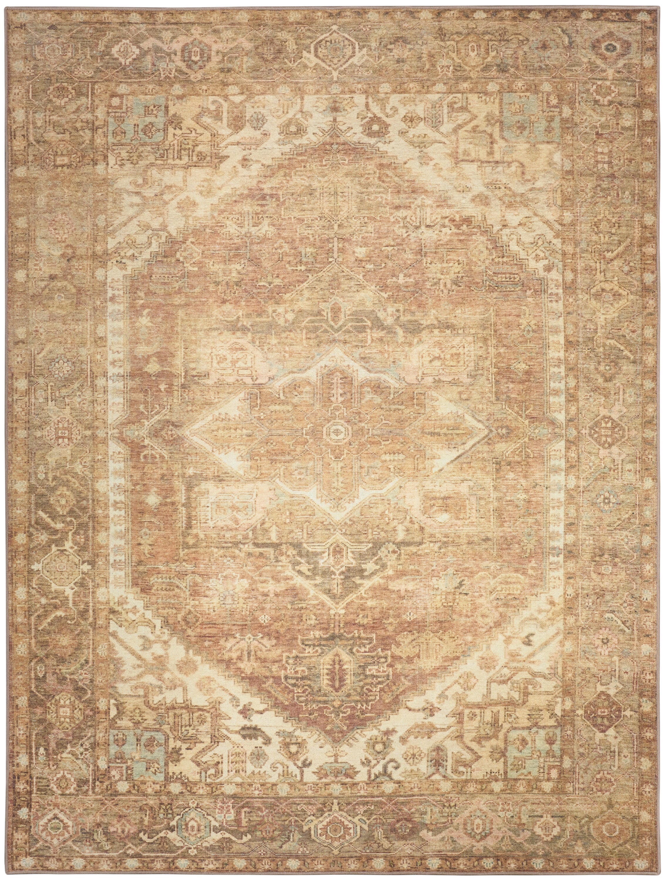 Nourison Home Vintage Washables Classic Medallion 9'10" x 13'2" Area Rug, Gold, large