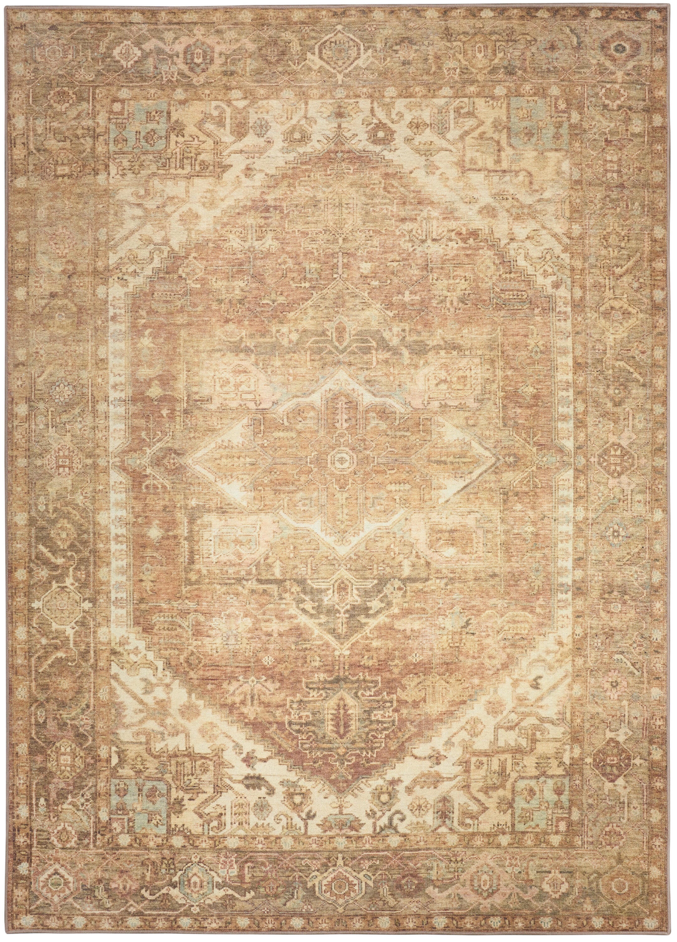 Nourison Home Vintage Washables Classic Medallion 5'3" x 7'3" Area Rug, Gold, large