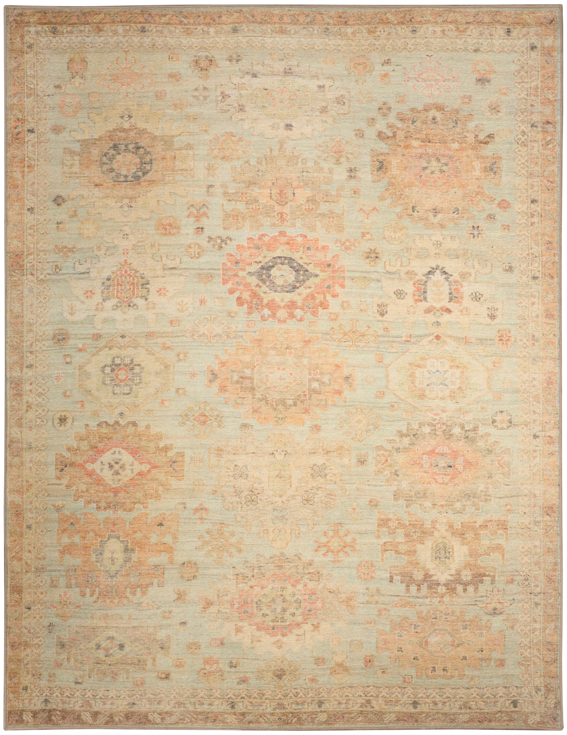 Nourison Home Vintage Washables Charming 9'10" x 13'2" Area Rug, Sage/Multi, large