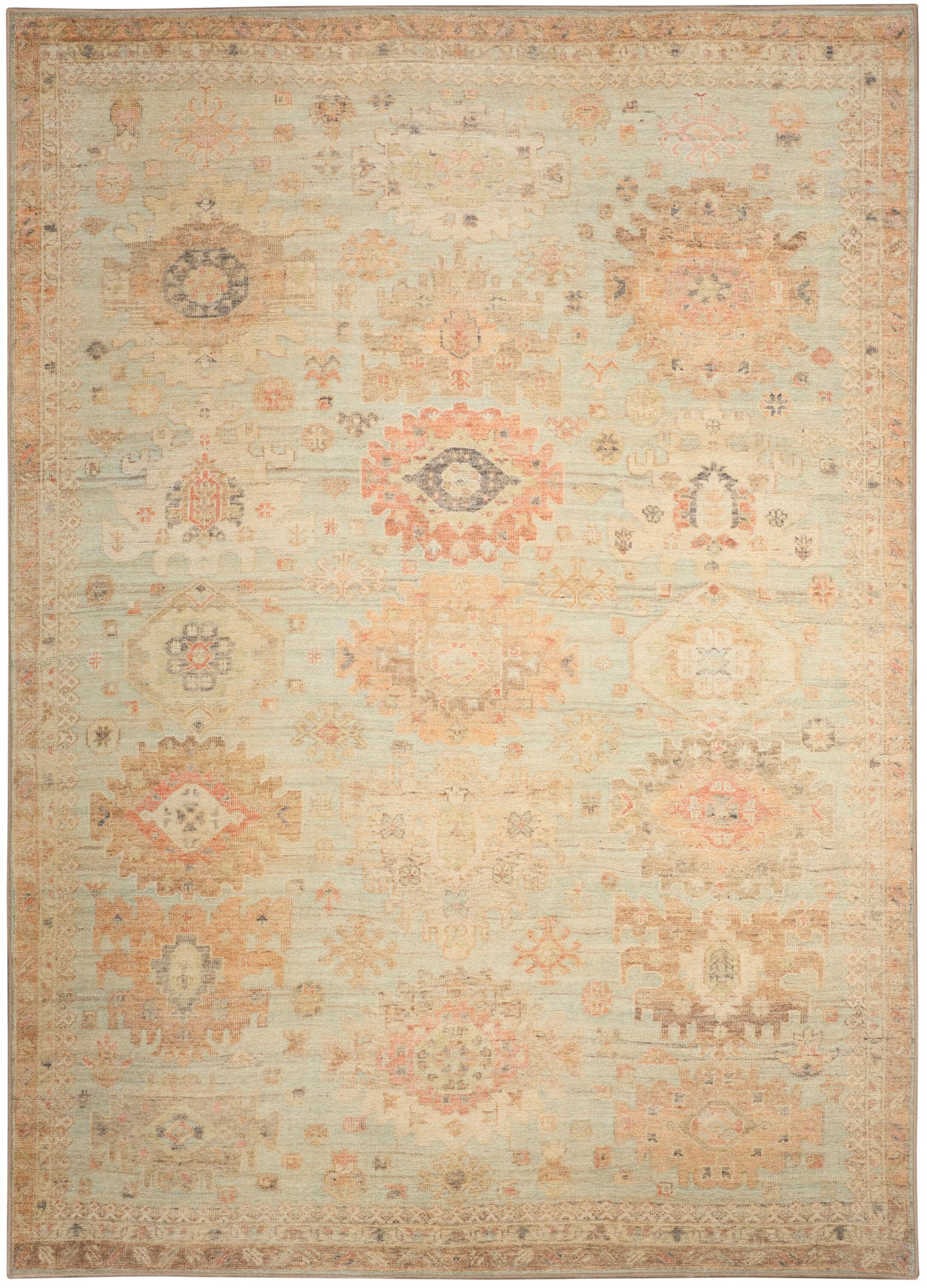 Nourison Home Vintage Washables Charming 5'3" x 7'3" Area Rug, Sage/Multi, large