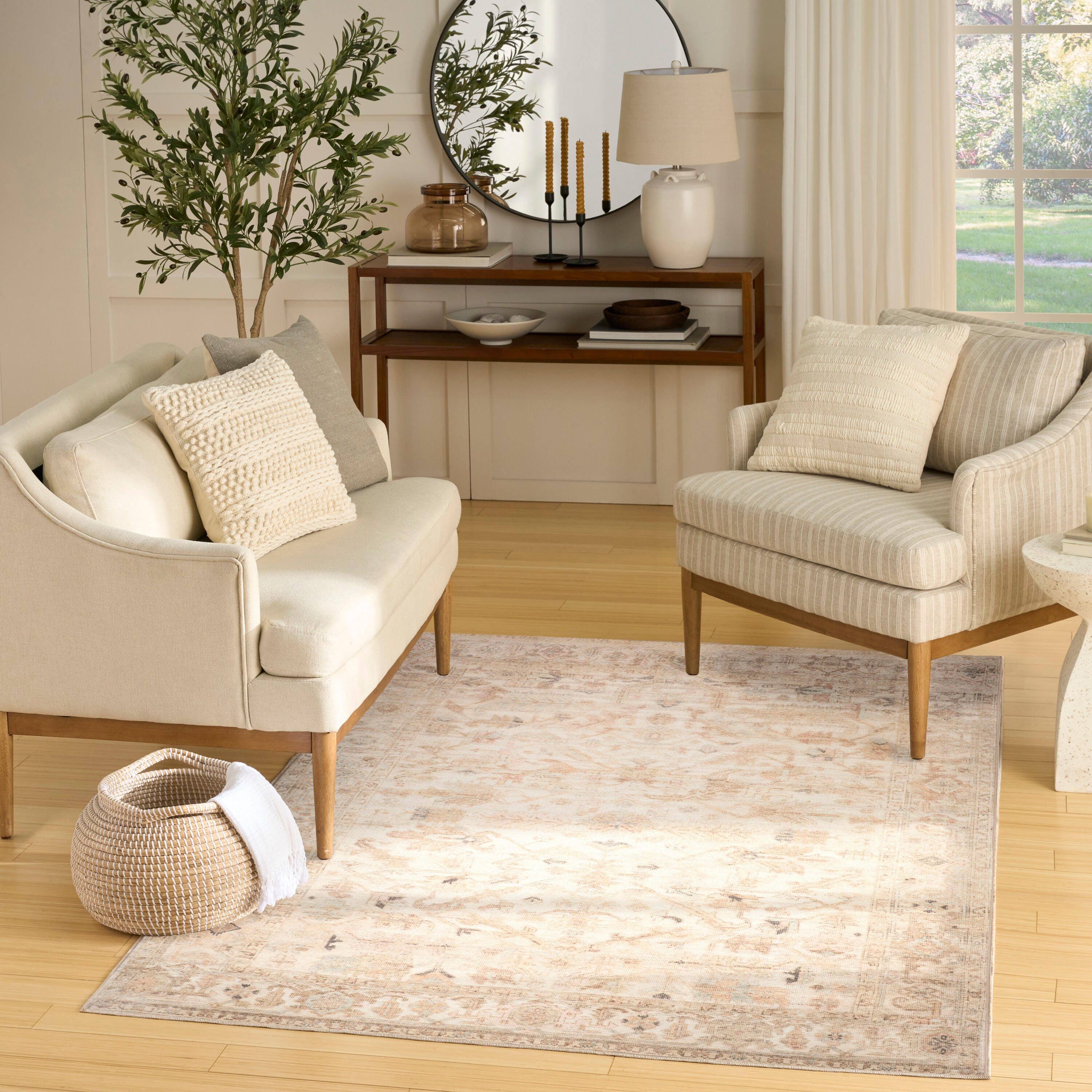 Nourison Home Vintage Washables Artful 5'3" x 7'3" Area Rug, Beige, rollover
