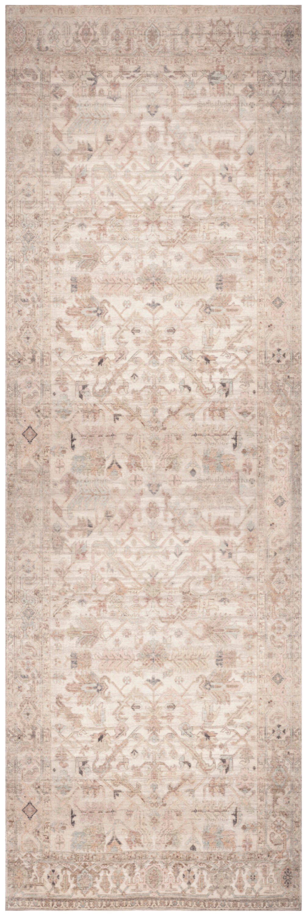 Nourison Home Vintage Washables Artful 2' x 6' Runner Rug, Beige, large