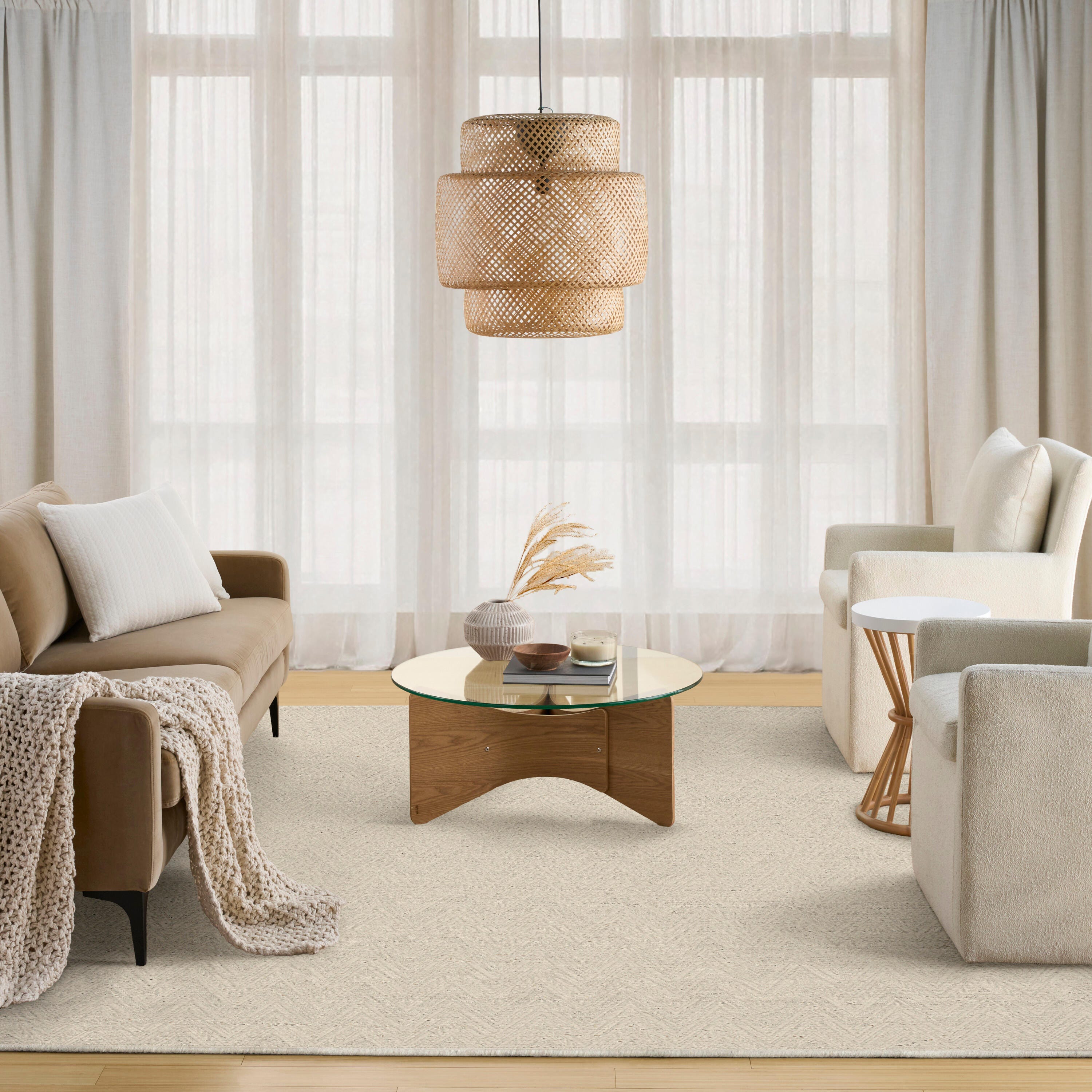 DKNY Pure Purl 5'3" x 7'3" Area Rug, Ivory, large