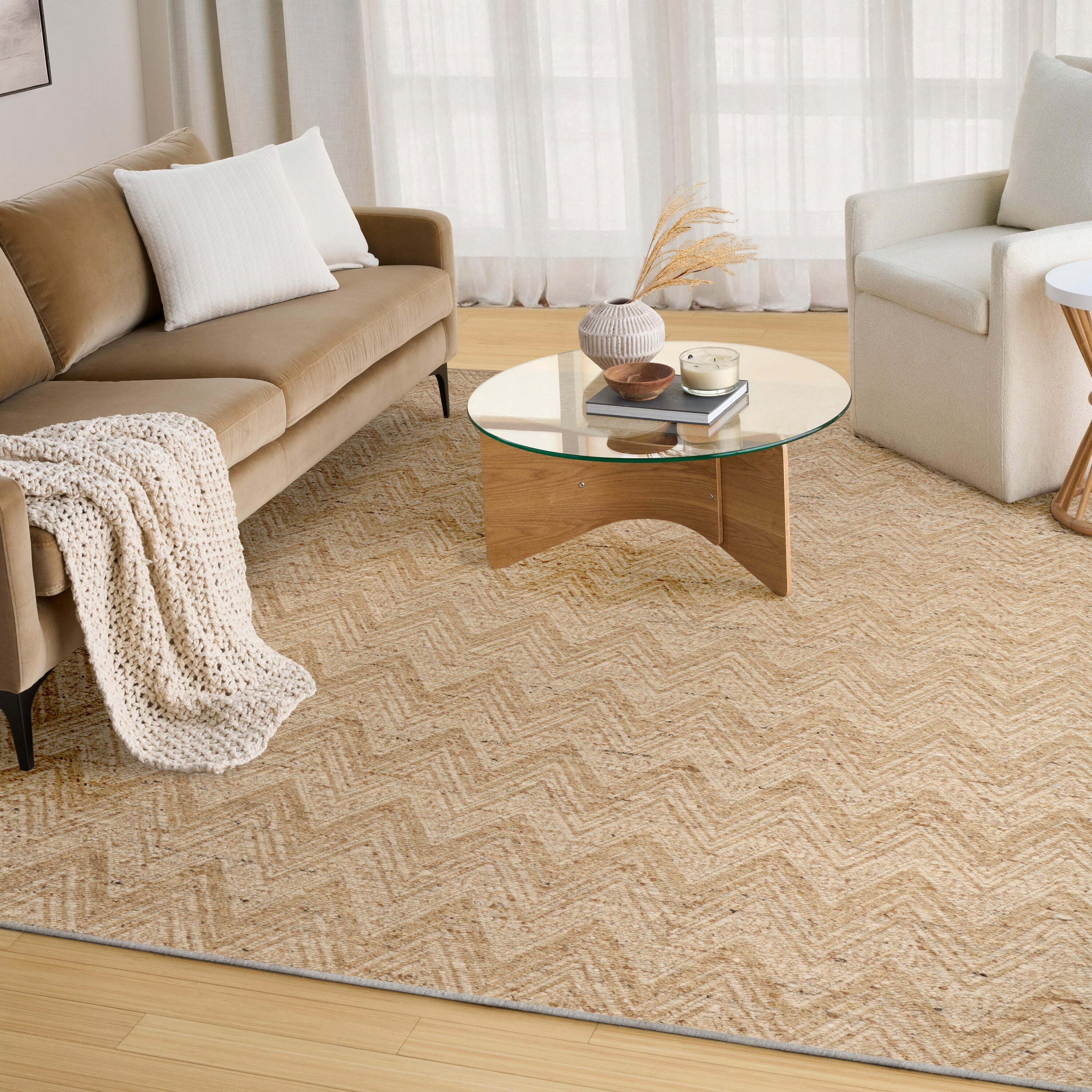 DKNY Pure Purl 5'3" x 7'3" Area Rug, Beige/Ivory, rollover