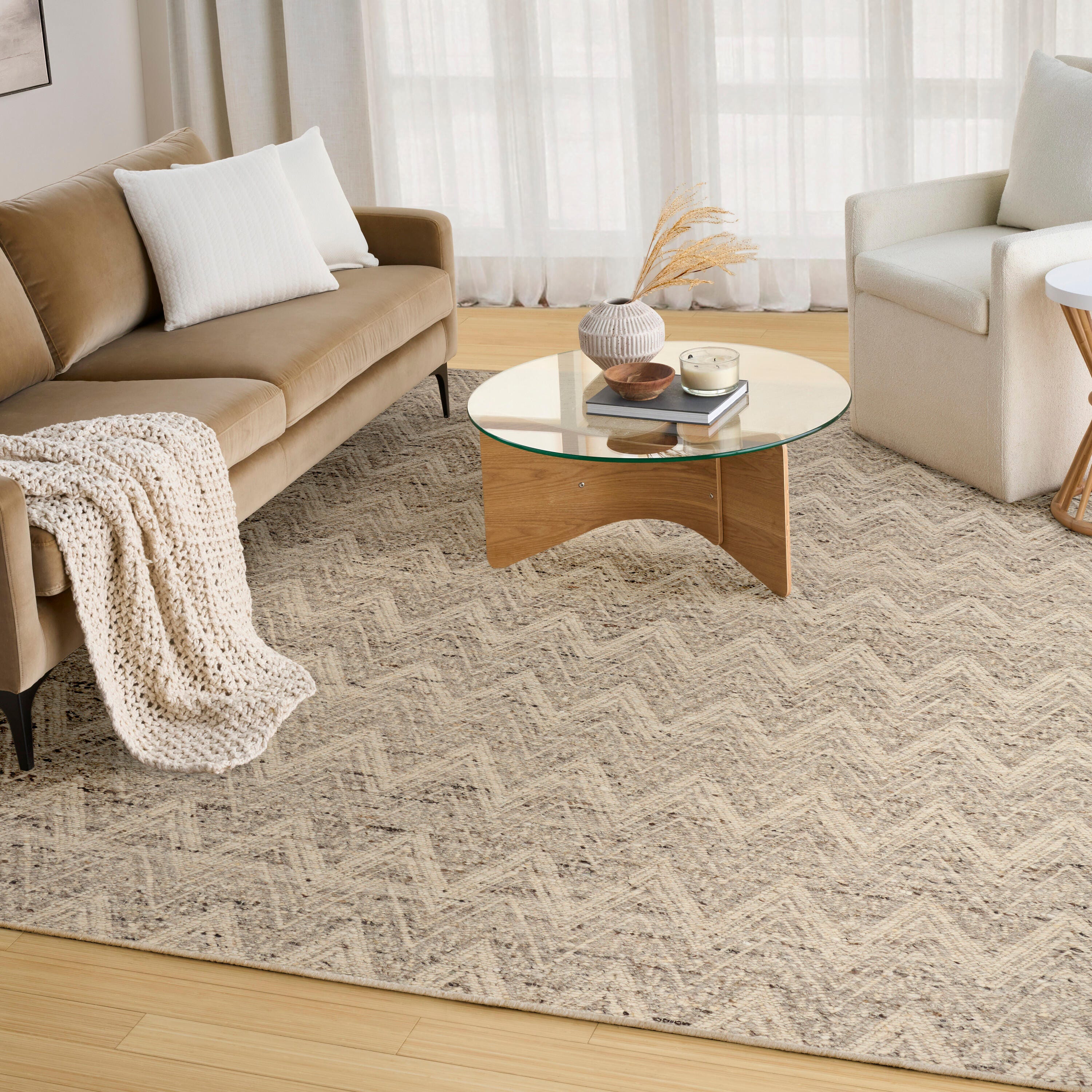 DKNY Pure Purl 5'3" x 7'3" Area Rug, Gray/Ivory, rollover