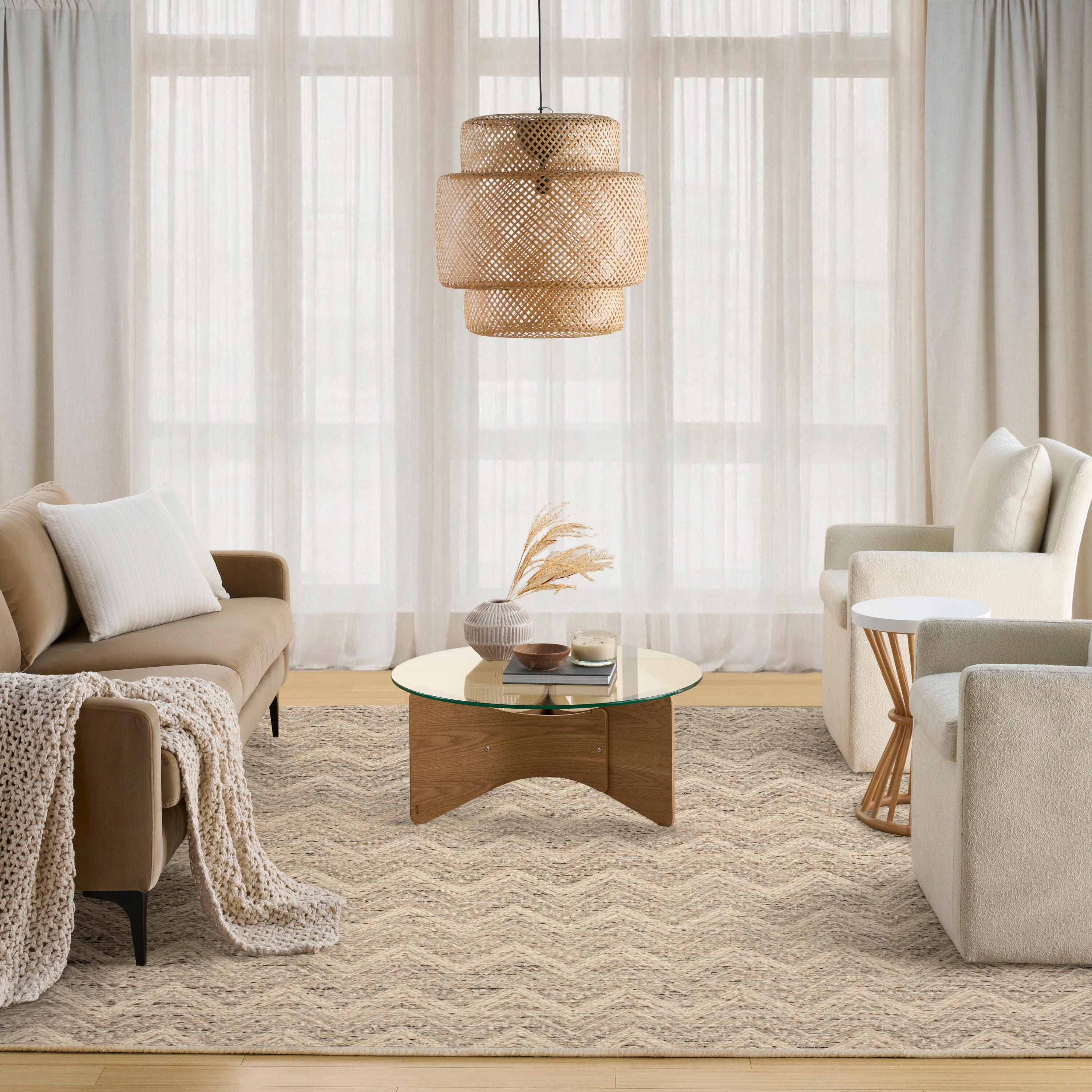 DKNY Pure Purl 5'3" x 7'3" Area Rug, Gray/Ivory, large