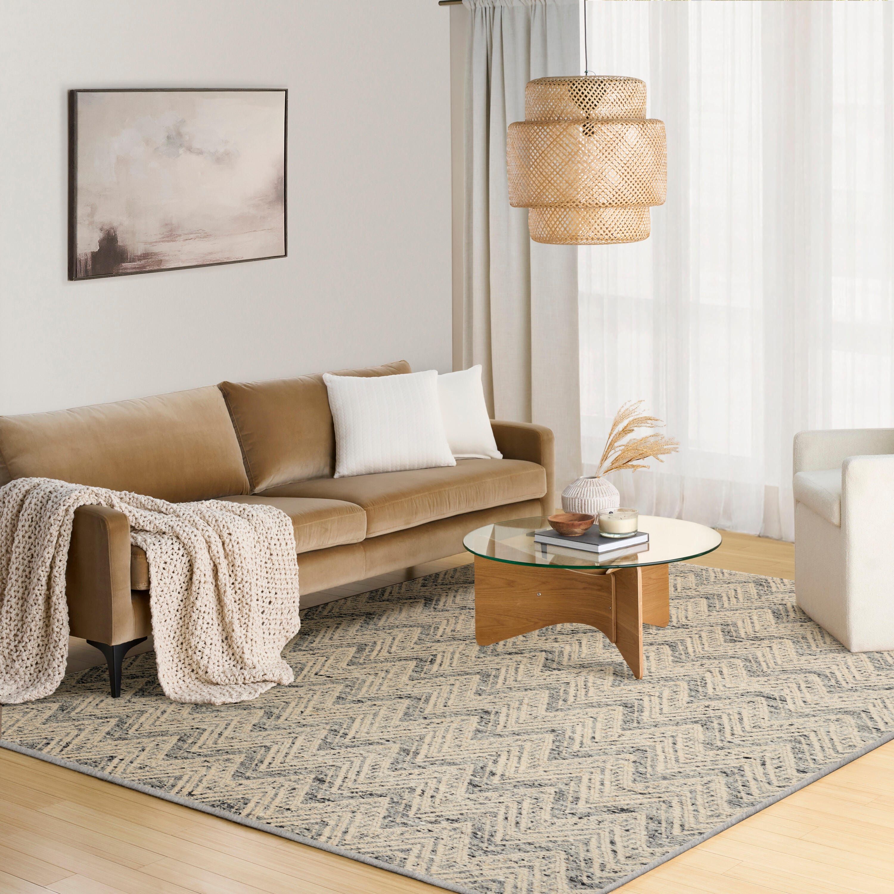 DKNY Pure Purl 5'3" x 7'3" Area Rug, Denim/Ivory, rollover