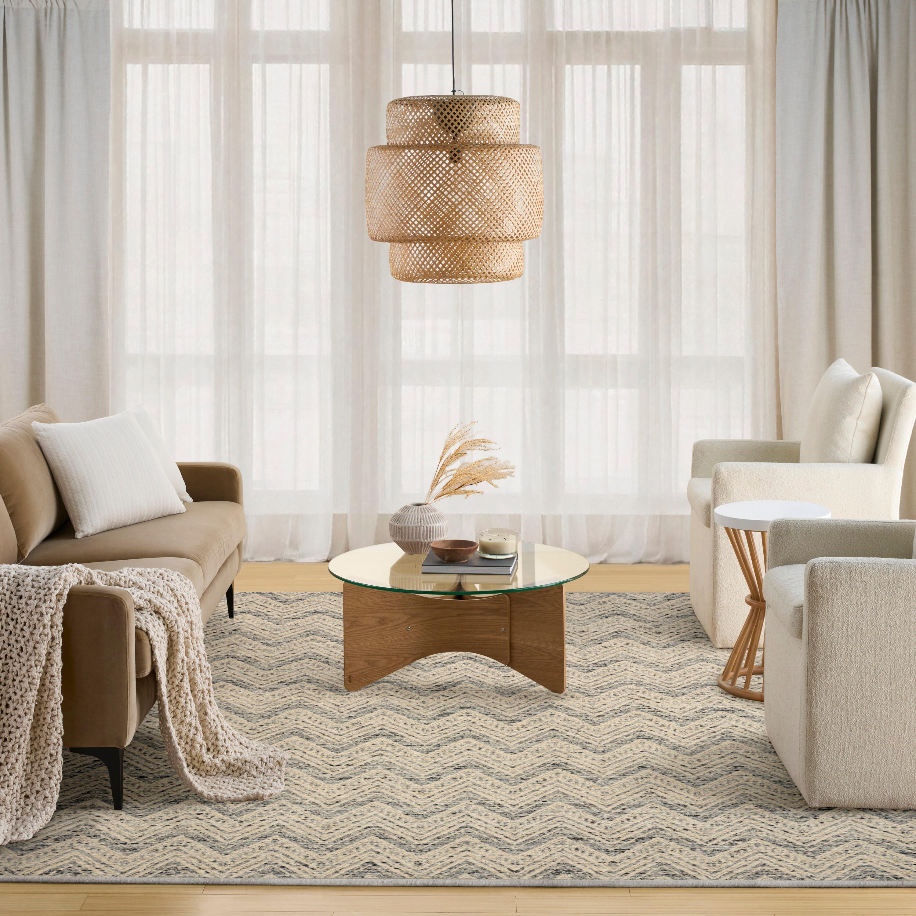DKNY Pure Purl 5'3" x 7'3" Area Rug, Denim/Ivory, large
