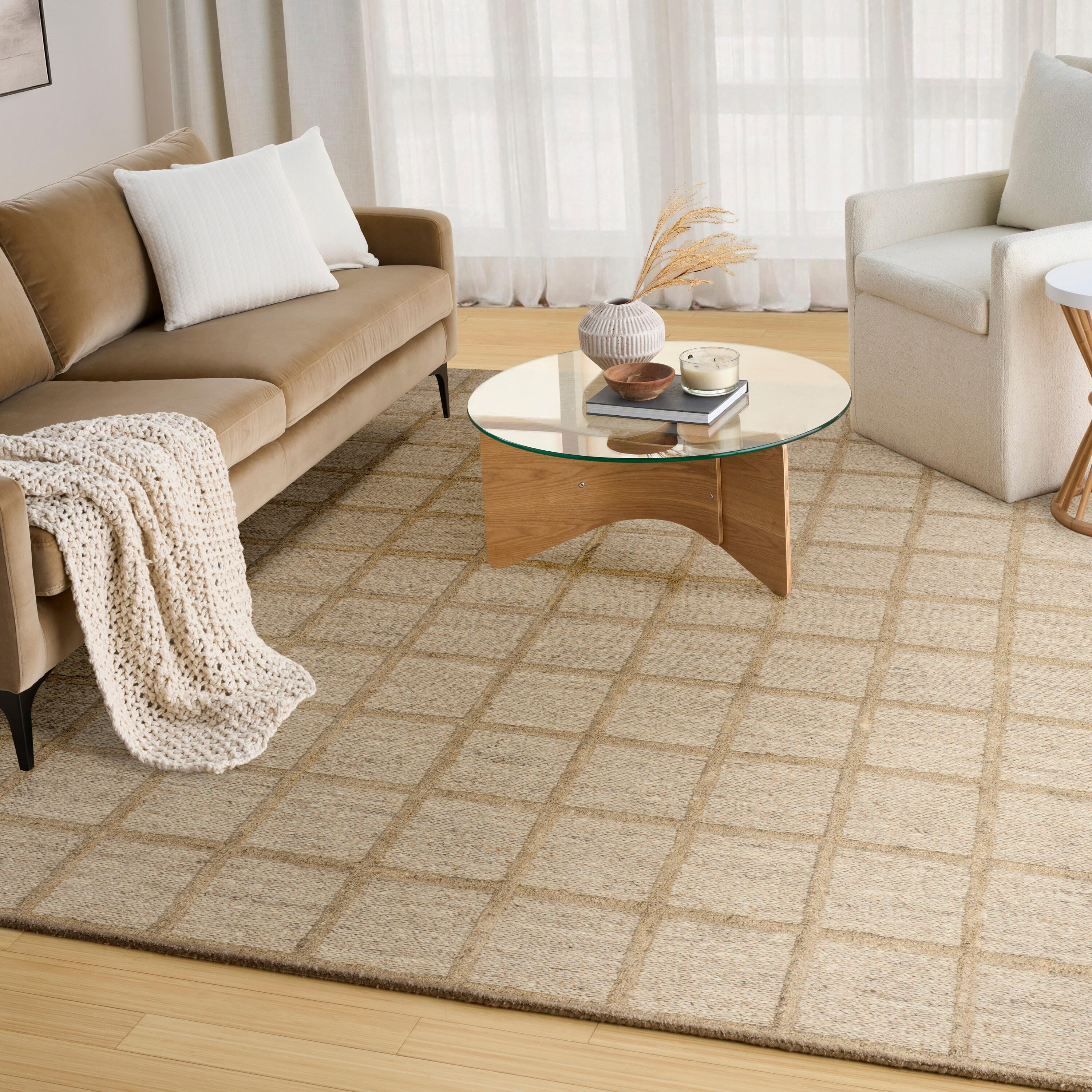 DKNY Geometric  8' x 10' Area Rug, Camel, rollover