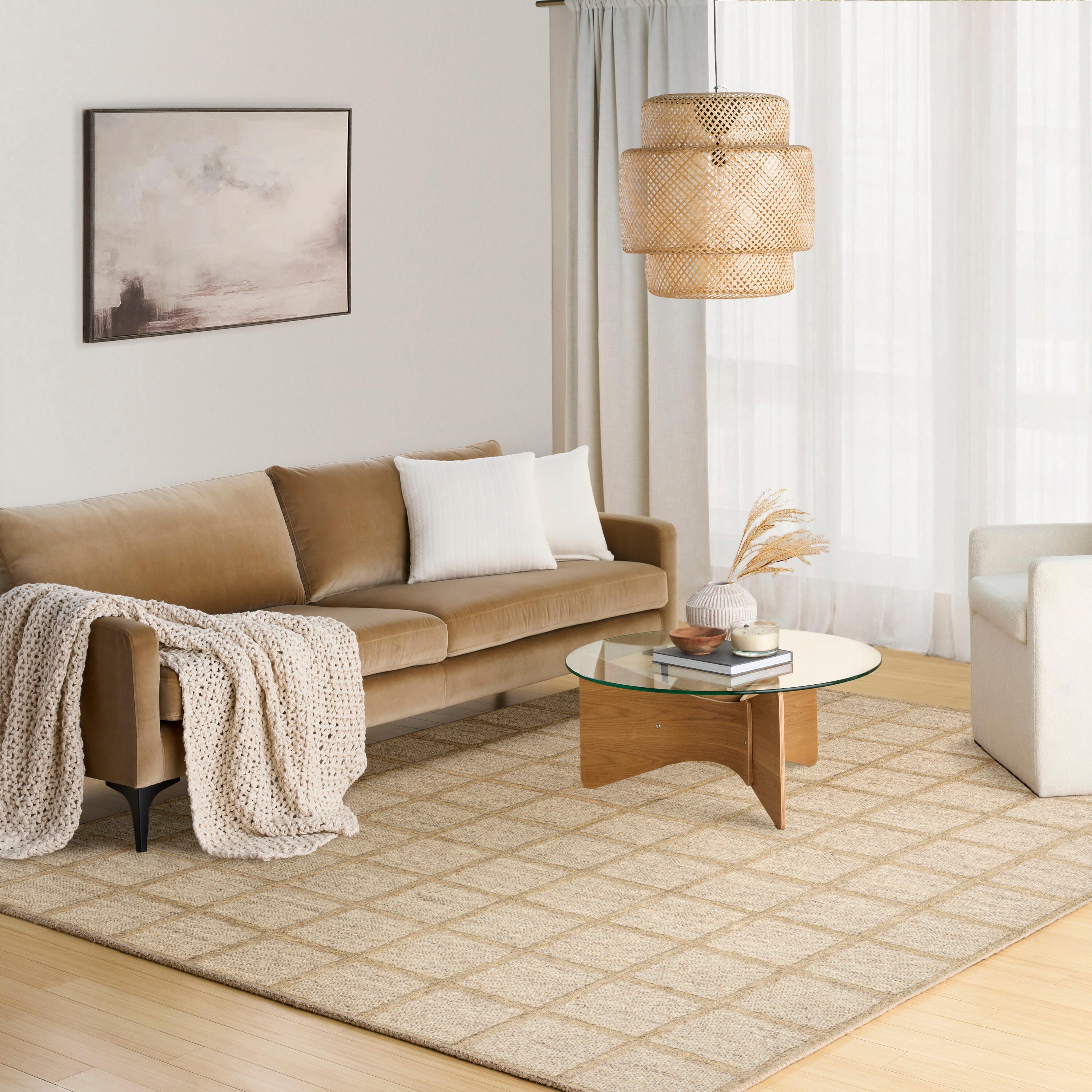 DKNY Geometric  8' x 10' Area Rug, Camel, large