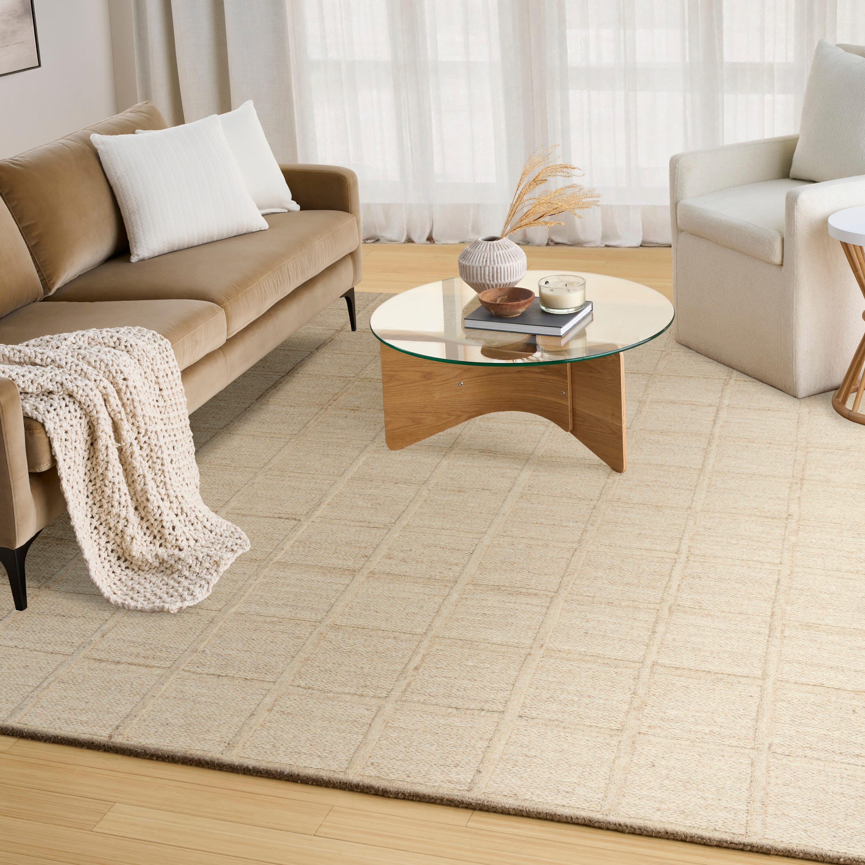 DKNY Geometric  8' x 10' Area Rug, Sand, large