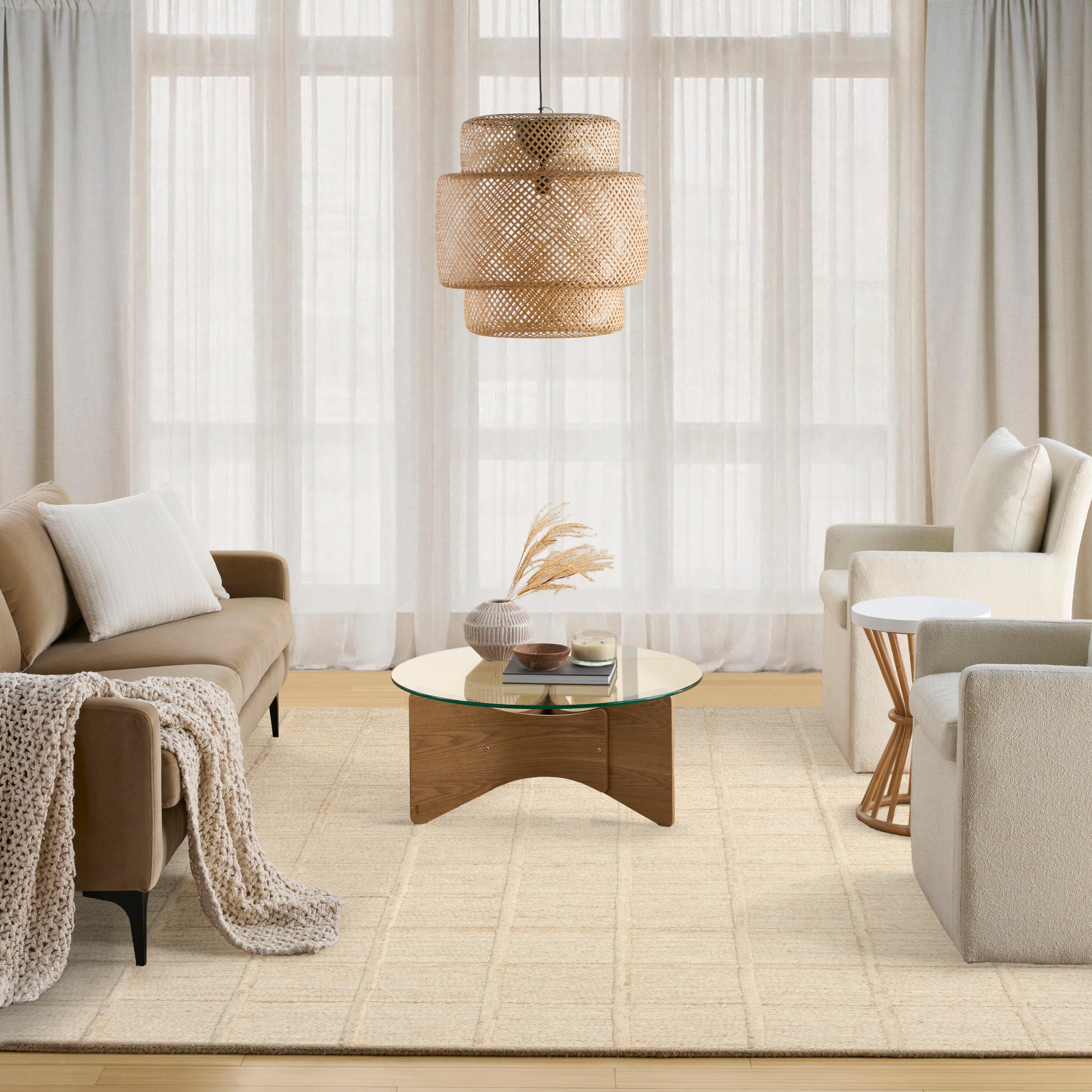 DKNY Geometric  8' x 10' Area Rug, Sand, large