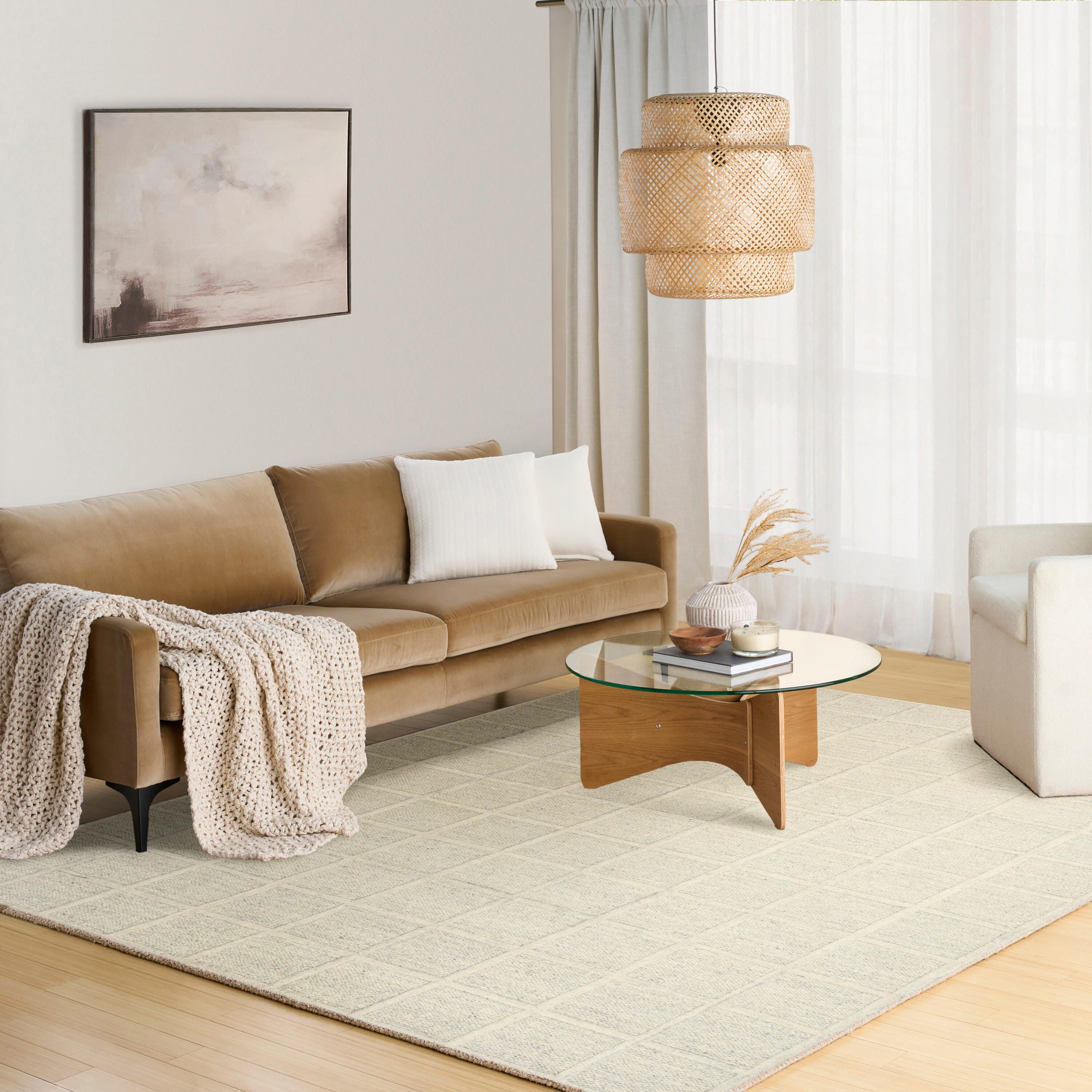 DKNY Geometric  8' x 10' Area Rug, Ivory, large