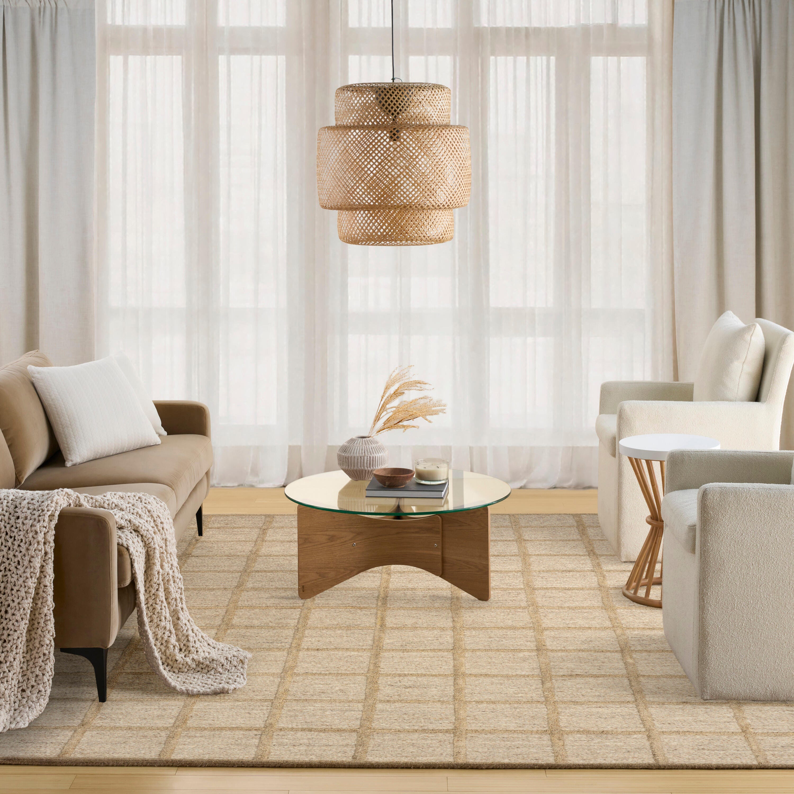 DKNY Geometric 5' x 7'6" Area Rug, Camel, large