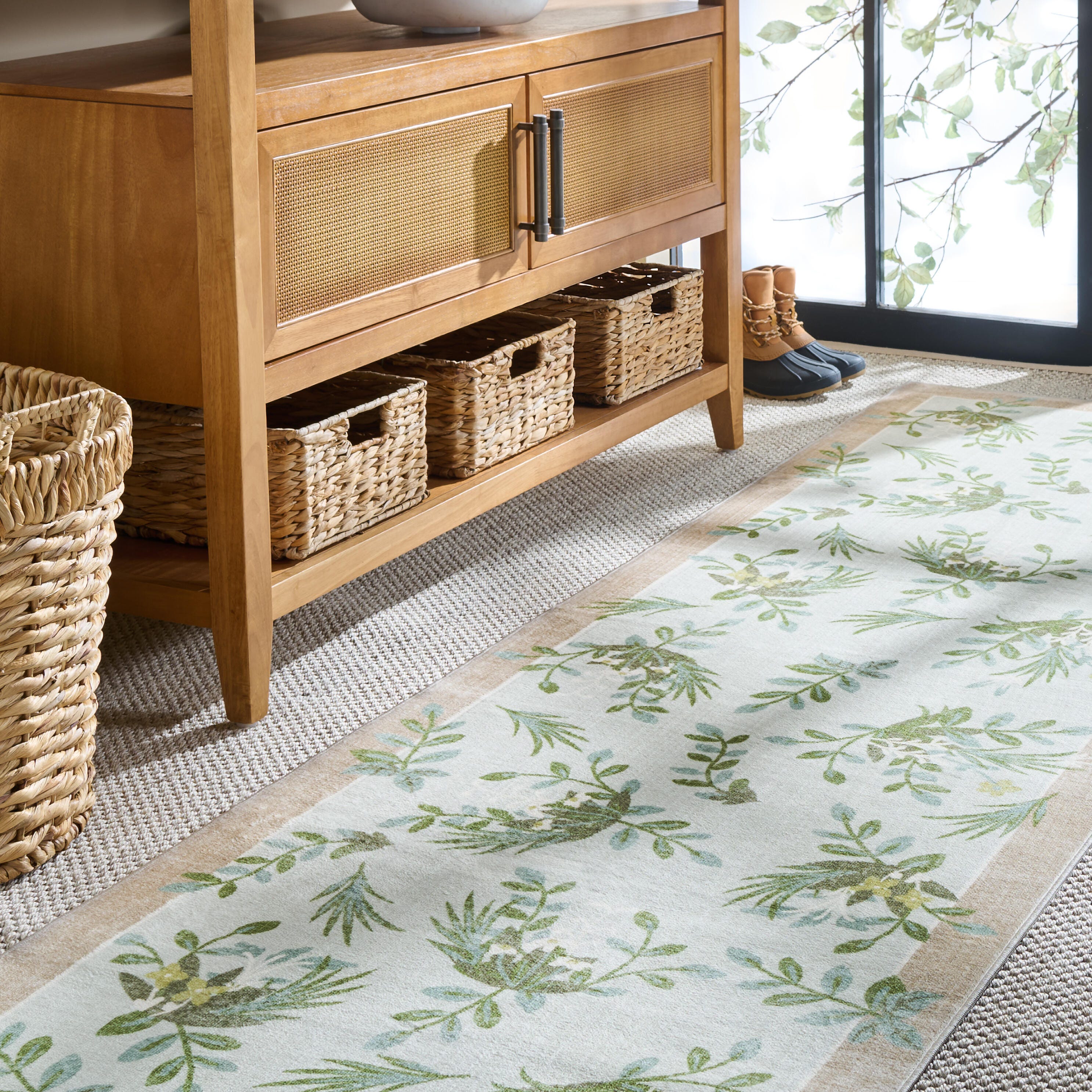 Safavieh Martha Stewart Lovie 2' x 8' Runner Rug, Tan/Green, rollover