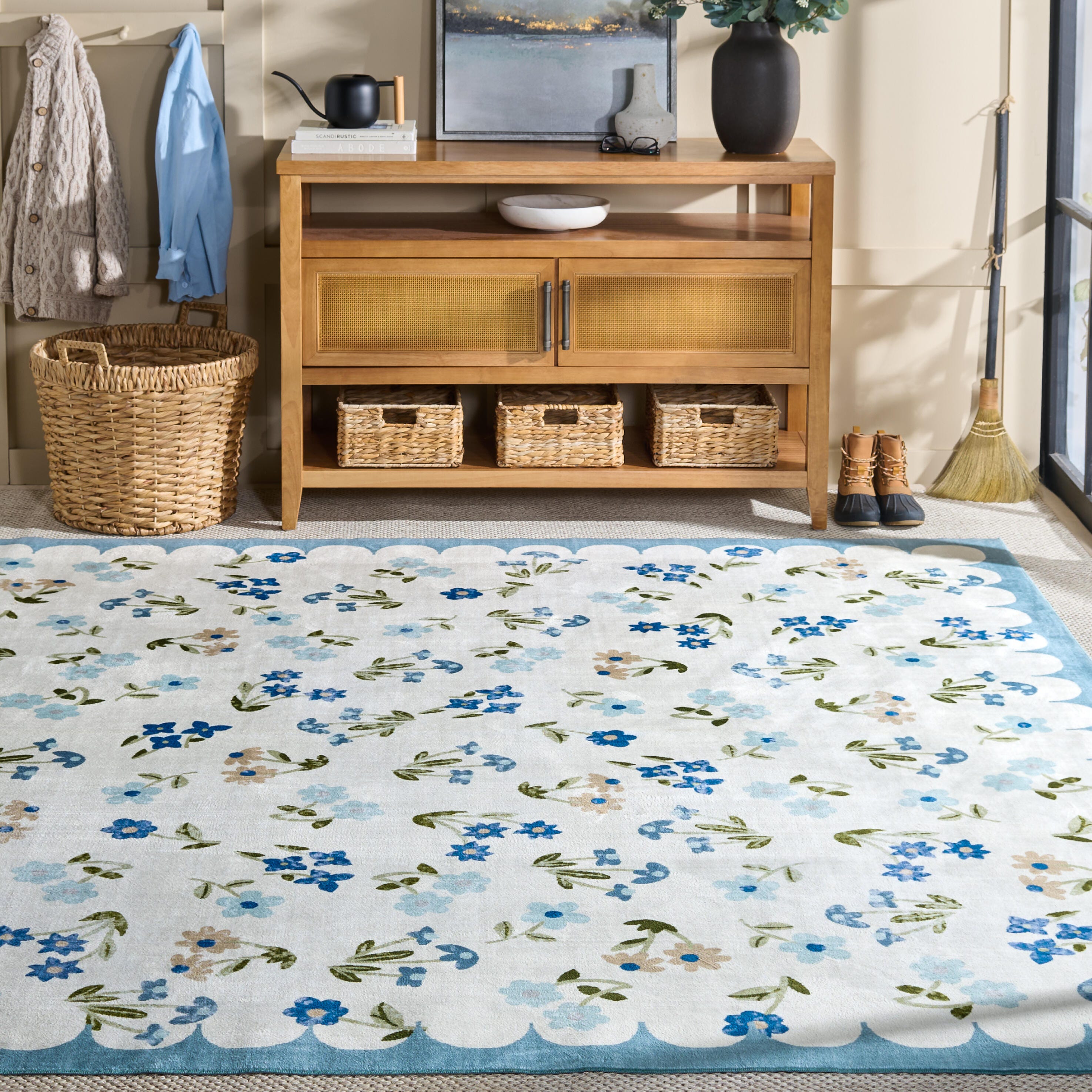 Safavieh Martha Stewart Reinetta 5' x 8' Area Rug, Ivory/Blue, rollover