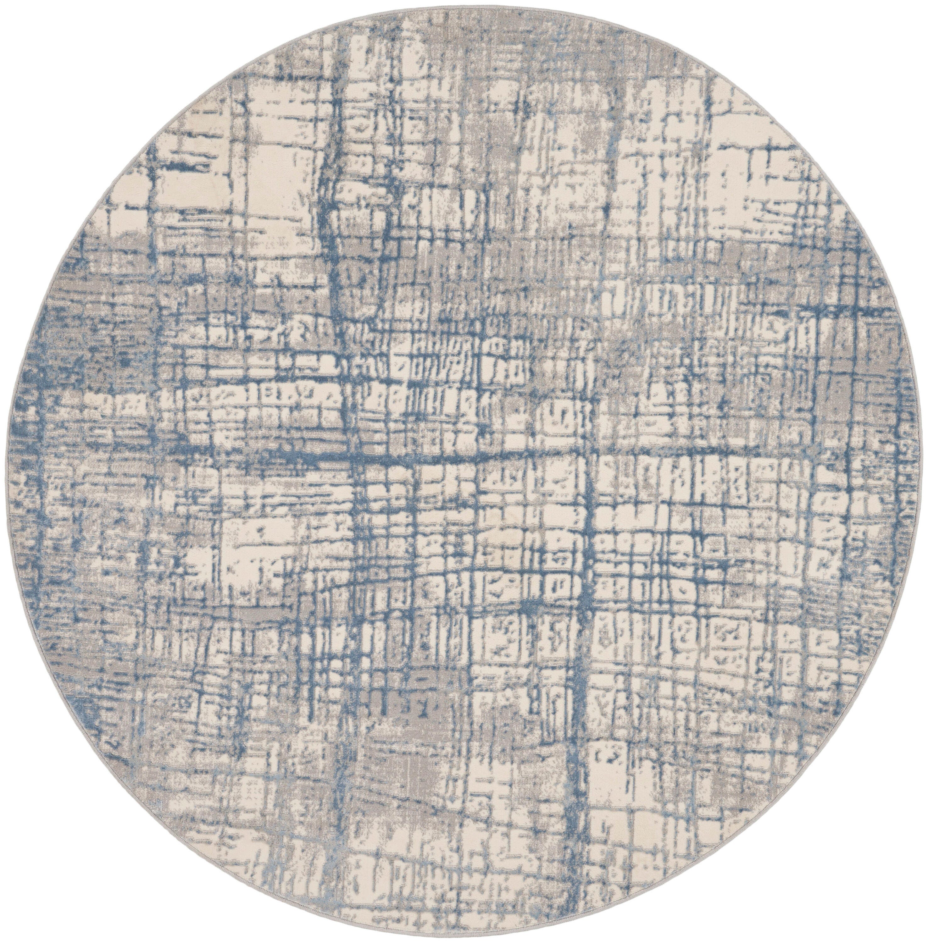 Calvin Klein Rush 6' Round Area Rug, Ivory/Blue, large