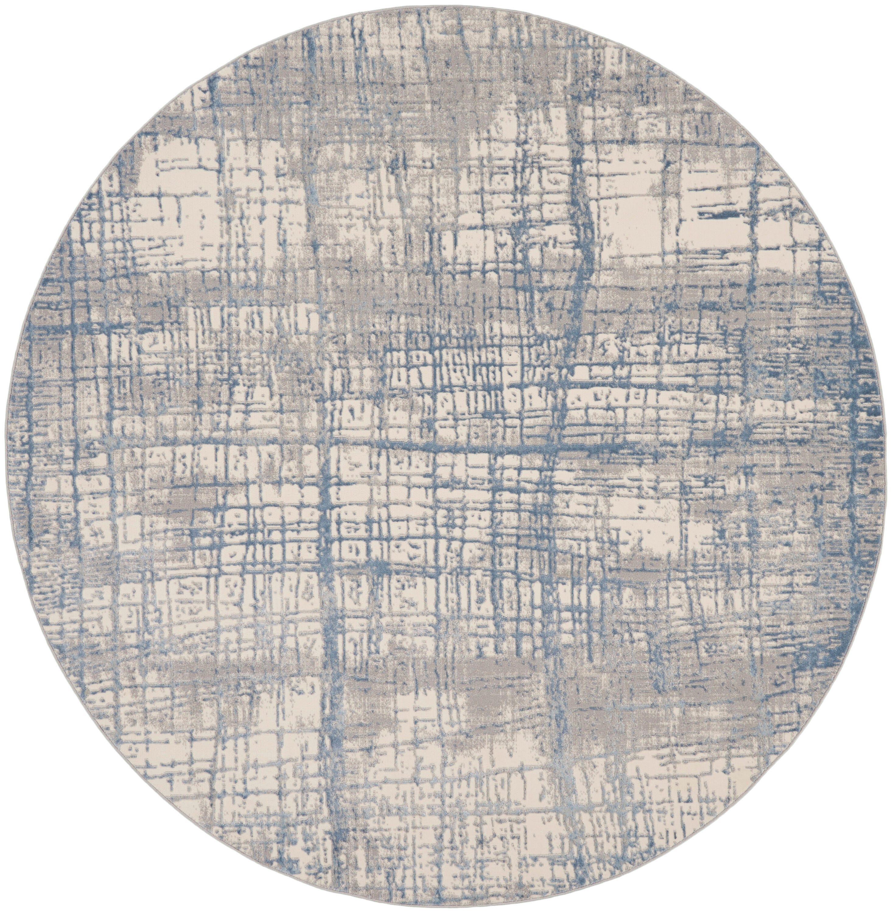 Calvin Klein Rush 8' Round Area Rug, Ivory/Blue, large