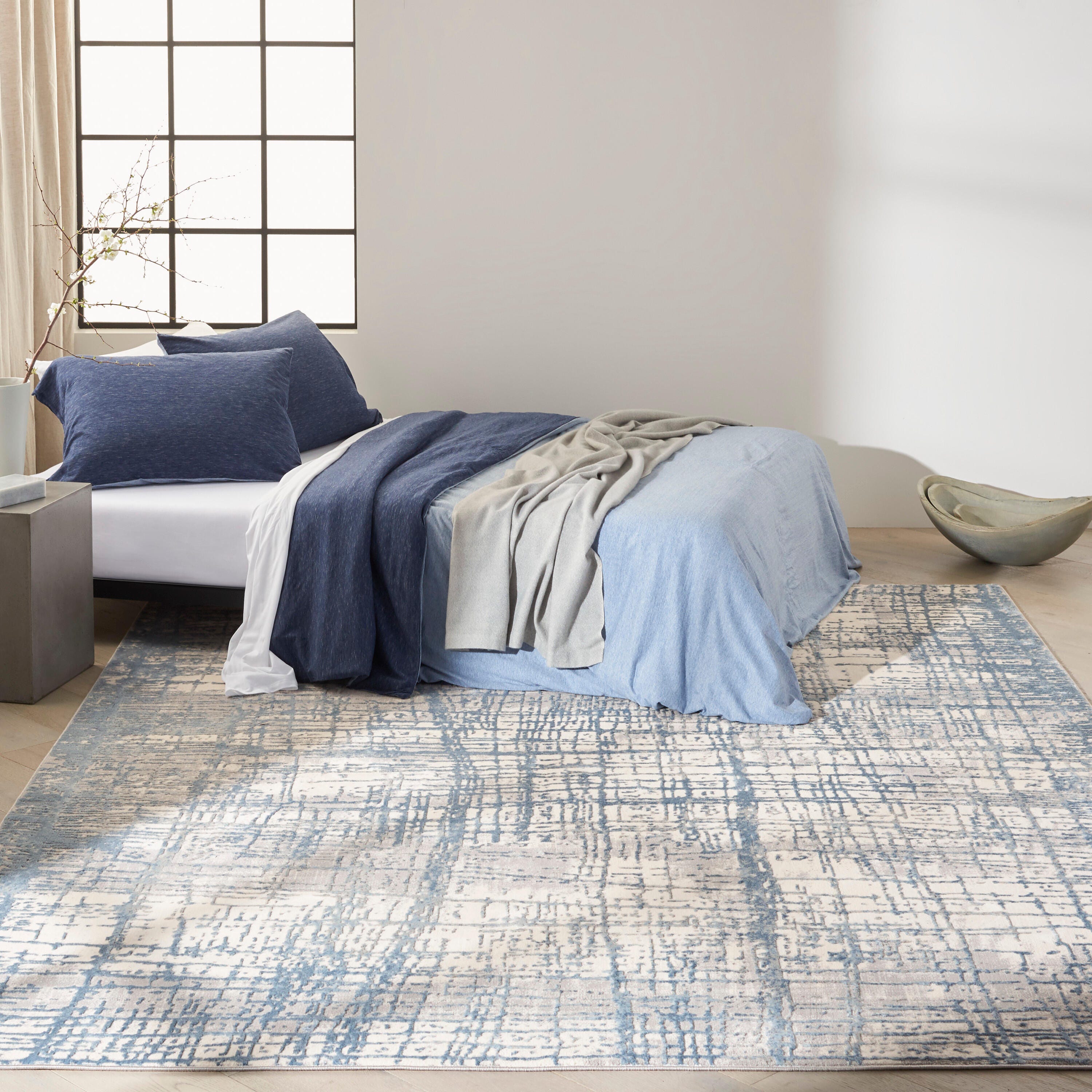 Calvin Klein Rush 9' x 12' Area Rug, Ivory/Blue, large