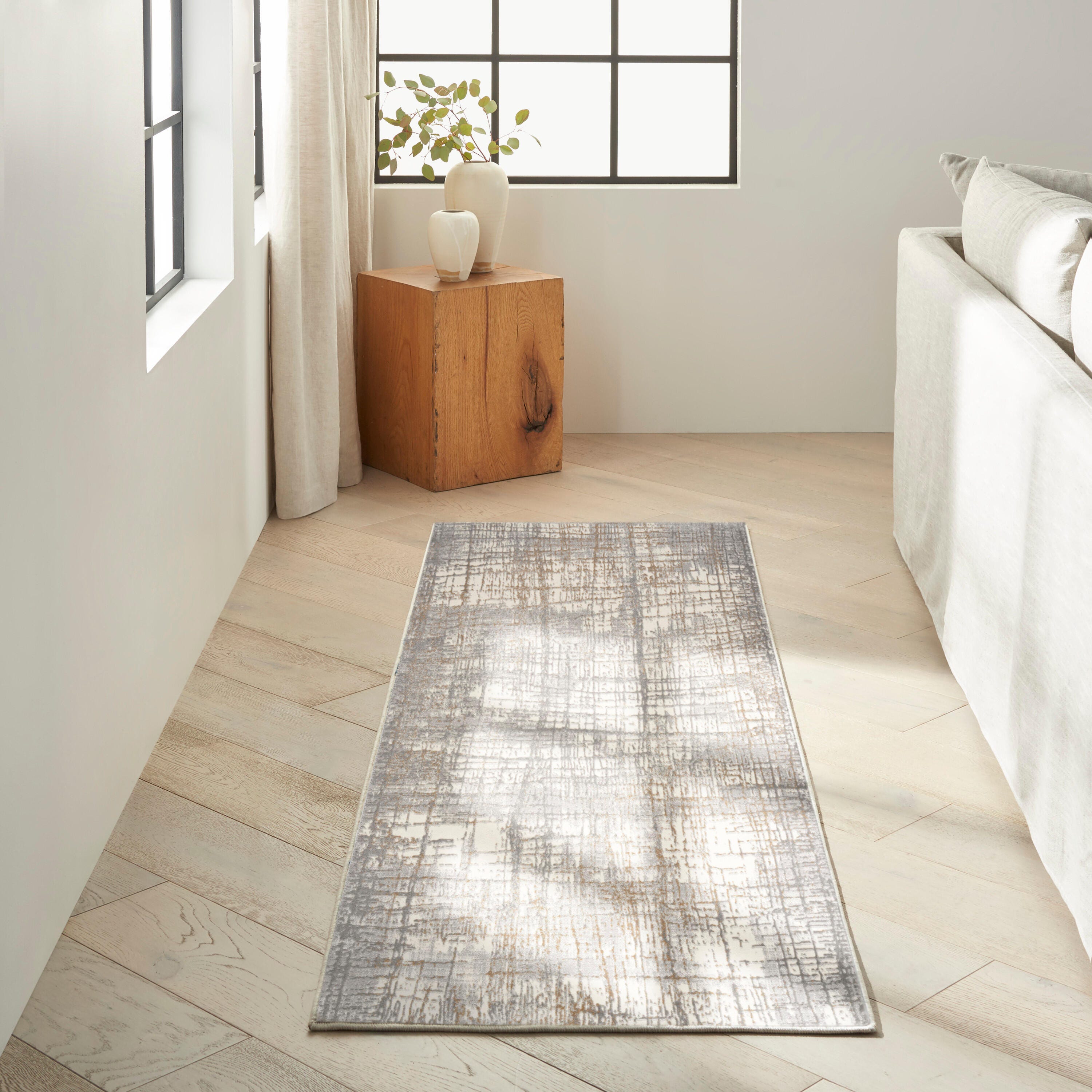 Calvin Klein Rush 2'3" x 7'3" Runner Rug, Ivory/Gray, rollover