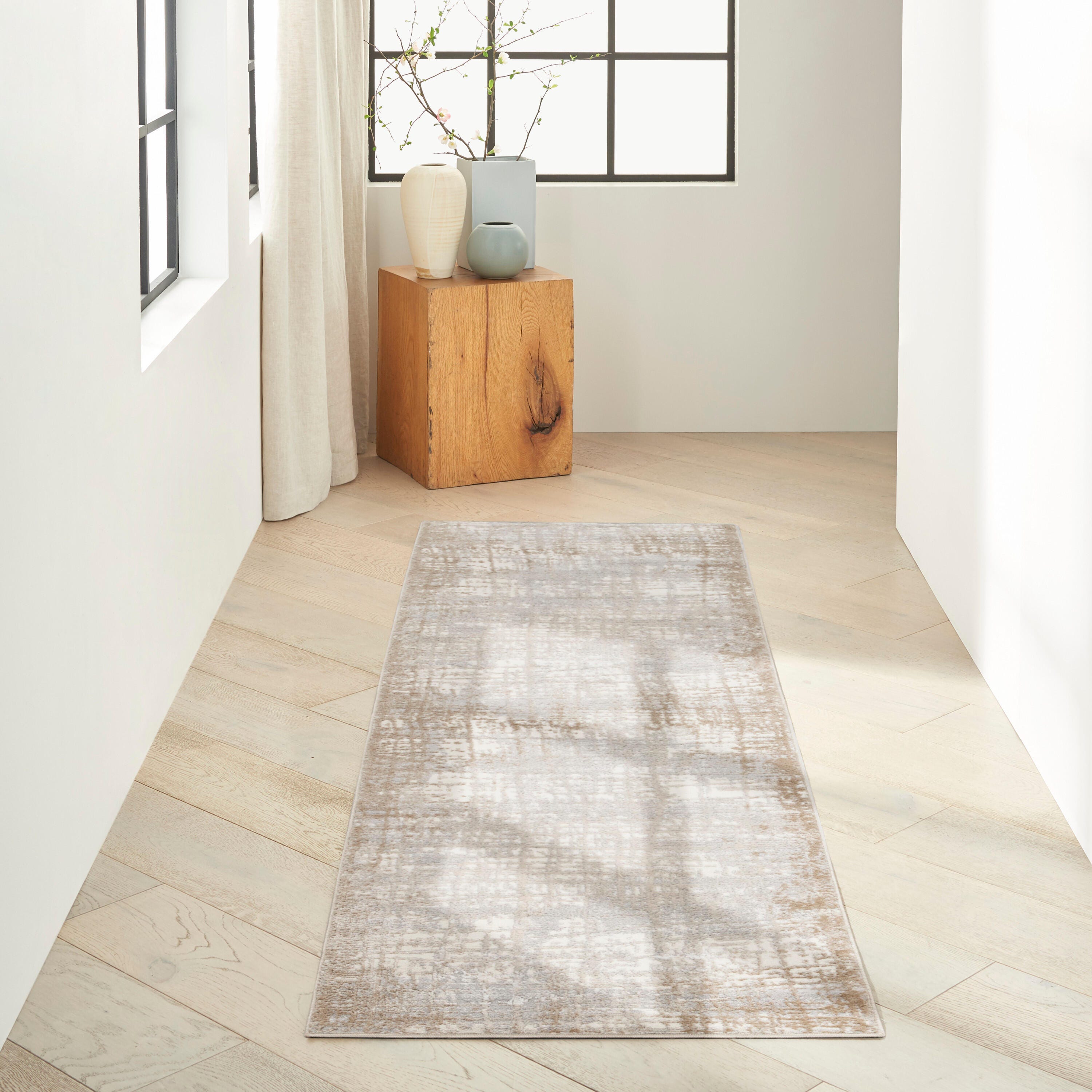 Calvin Klein Rush 2'3" x 10' Runner Rug, Ivory/Gray, rollover